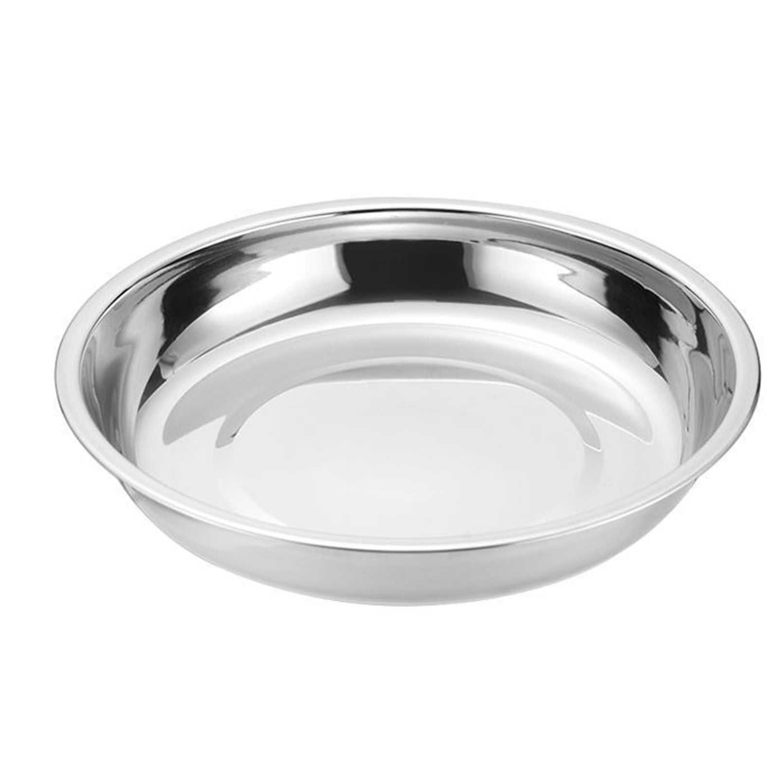 Metal Dinner Plates 304 Stainless Steel Round Camping Plates Thickened Soup Plate Tableware Tool M (18cm) - Image 1
