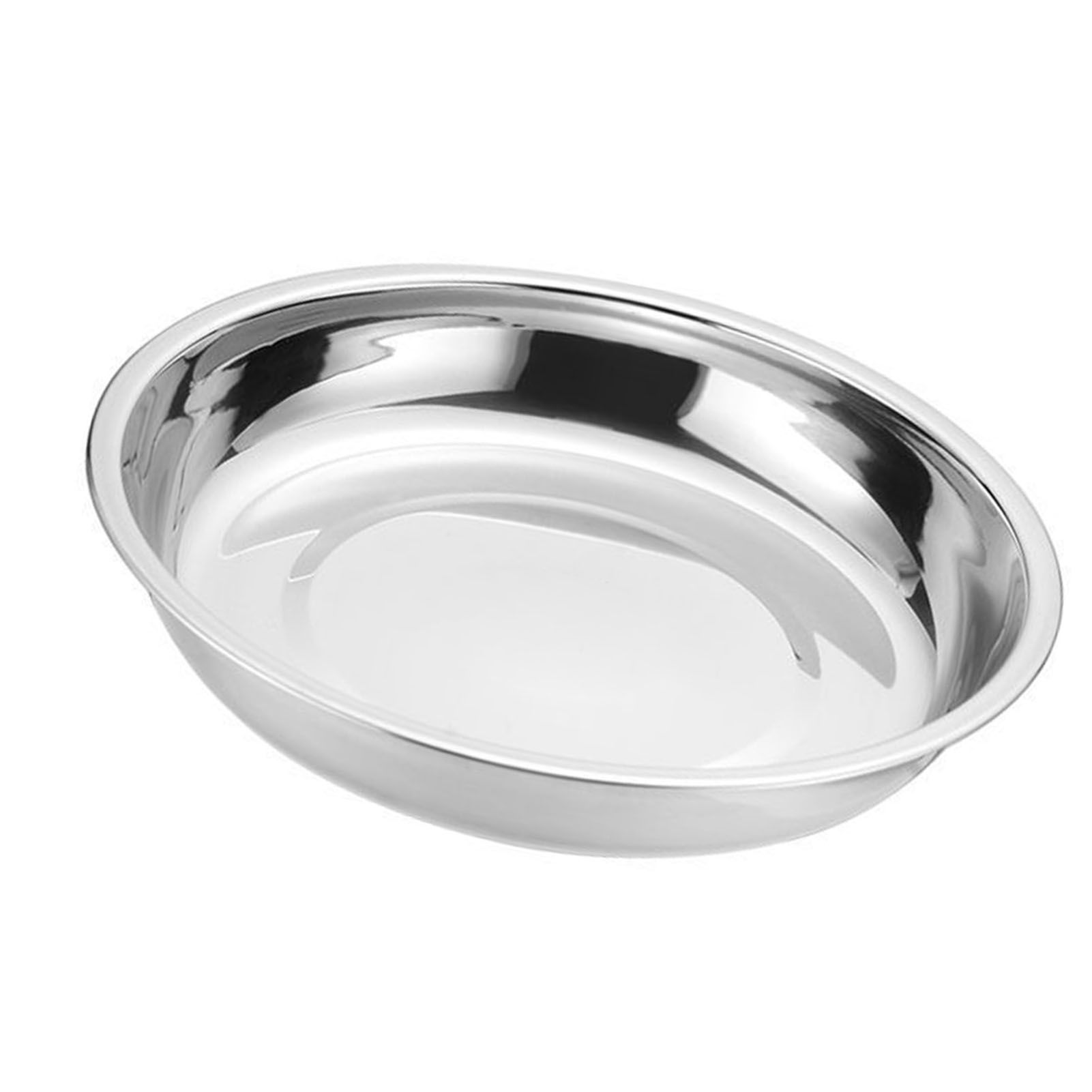 Metal Dinner Plates 304 Stainless Steel Round Camping Plates Thickened Soup Plate Tableware Tool M (18cm) - Image 2