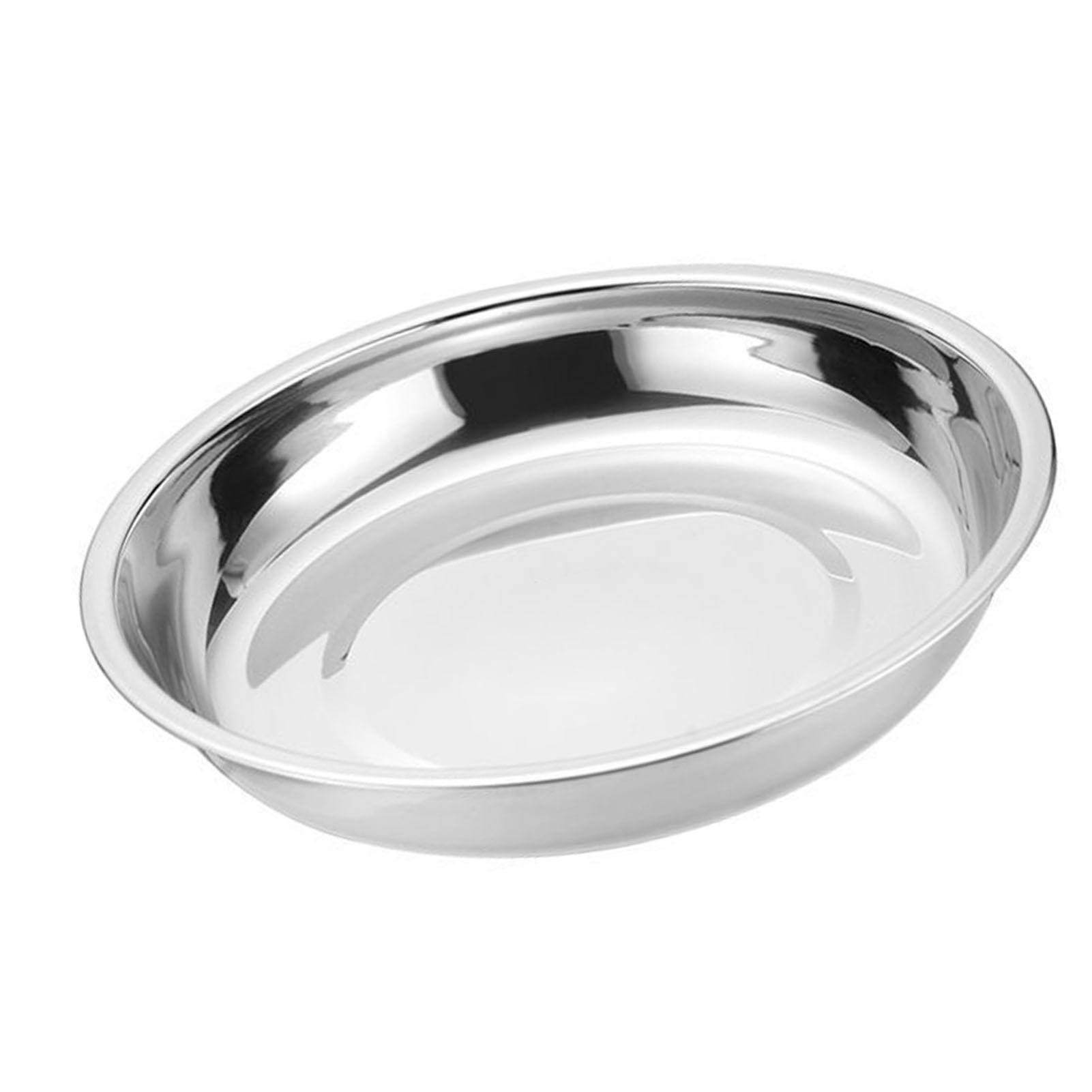 Metal Dinner Plates 304 Stainless Steel Round Camping Plates Thickened Soup Plate Tableware Tool M (18cm) - Image 3