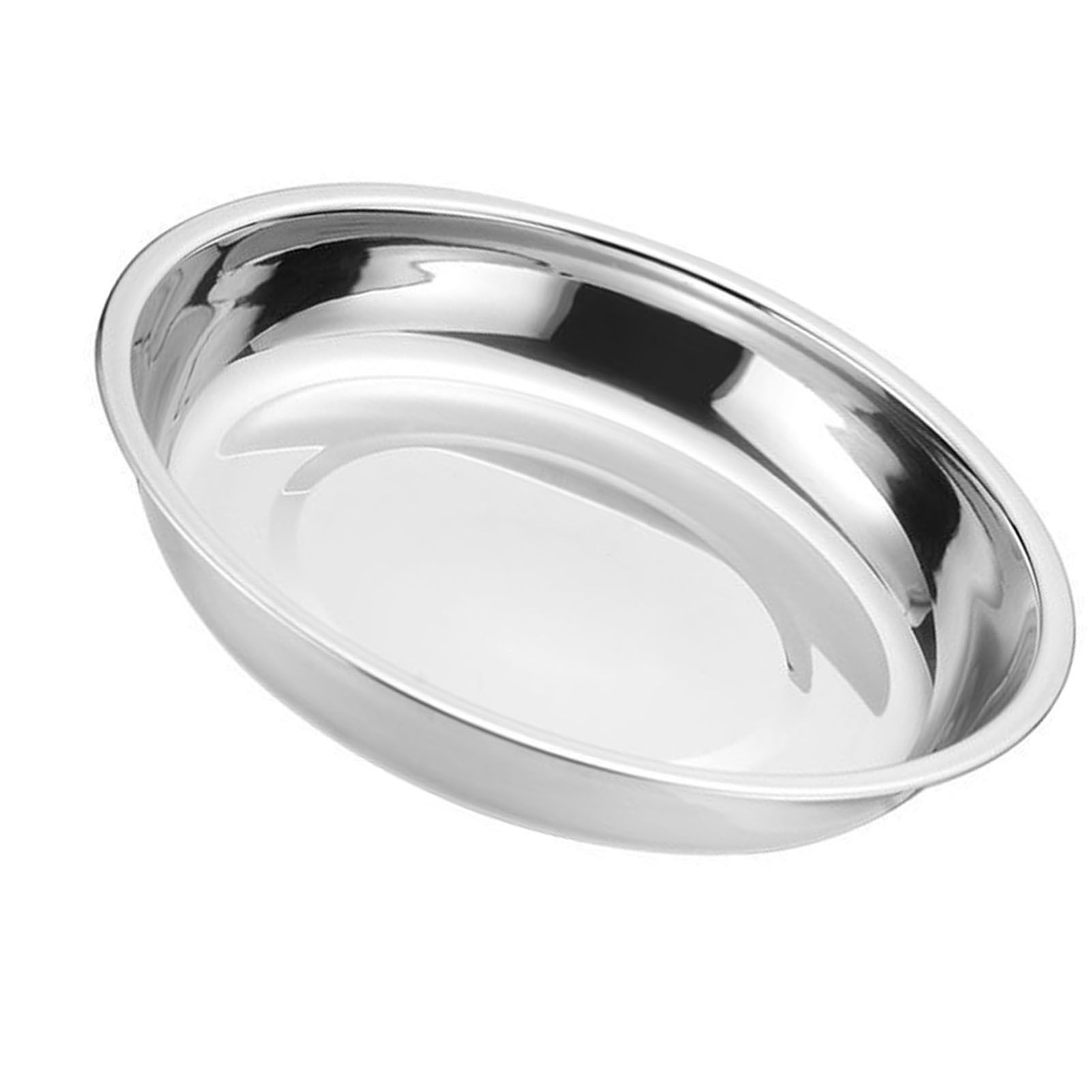Metal Dinner Plates 304 Stainless Steel Round Camping Plates Thickened Soup Plate Tableware Tool M (18cm) - Image 4