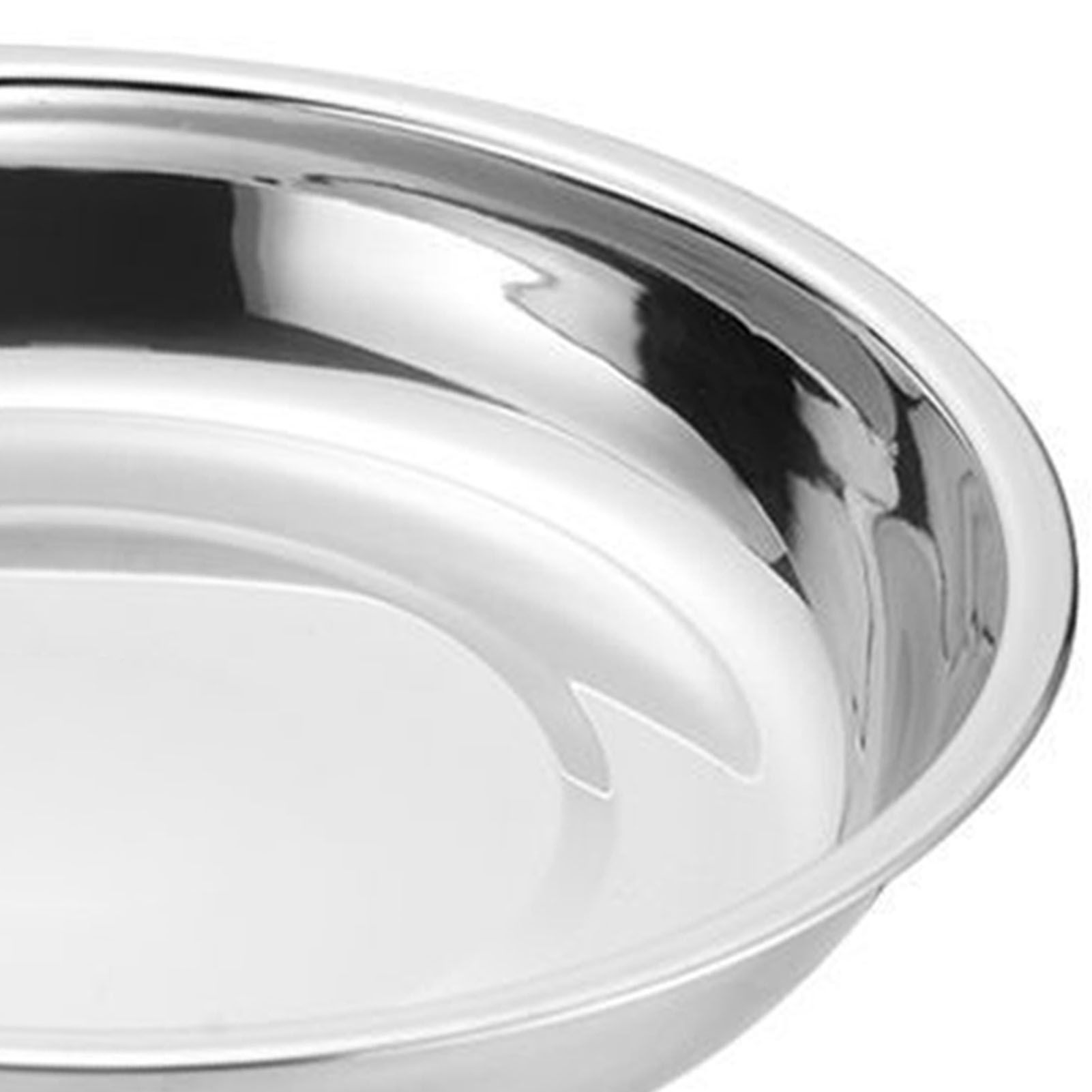 Metal Dinner Plates 304 Stainless Steel Round Camping Plates Thickened Soup Plate Tableware Tool M (18cm) - Image 6