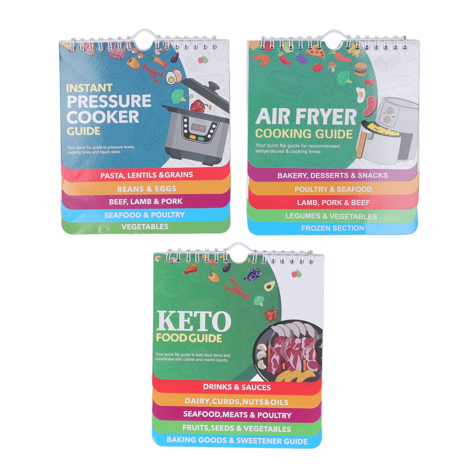 3 Pack Pot Sheets Magnet Set Fryer Pressure Cooker Keto Food Perfect Temperature Cooking Time Guide for Meat Beef Pork Vegetable Kitchen Gadgets - Image 1