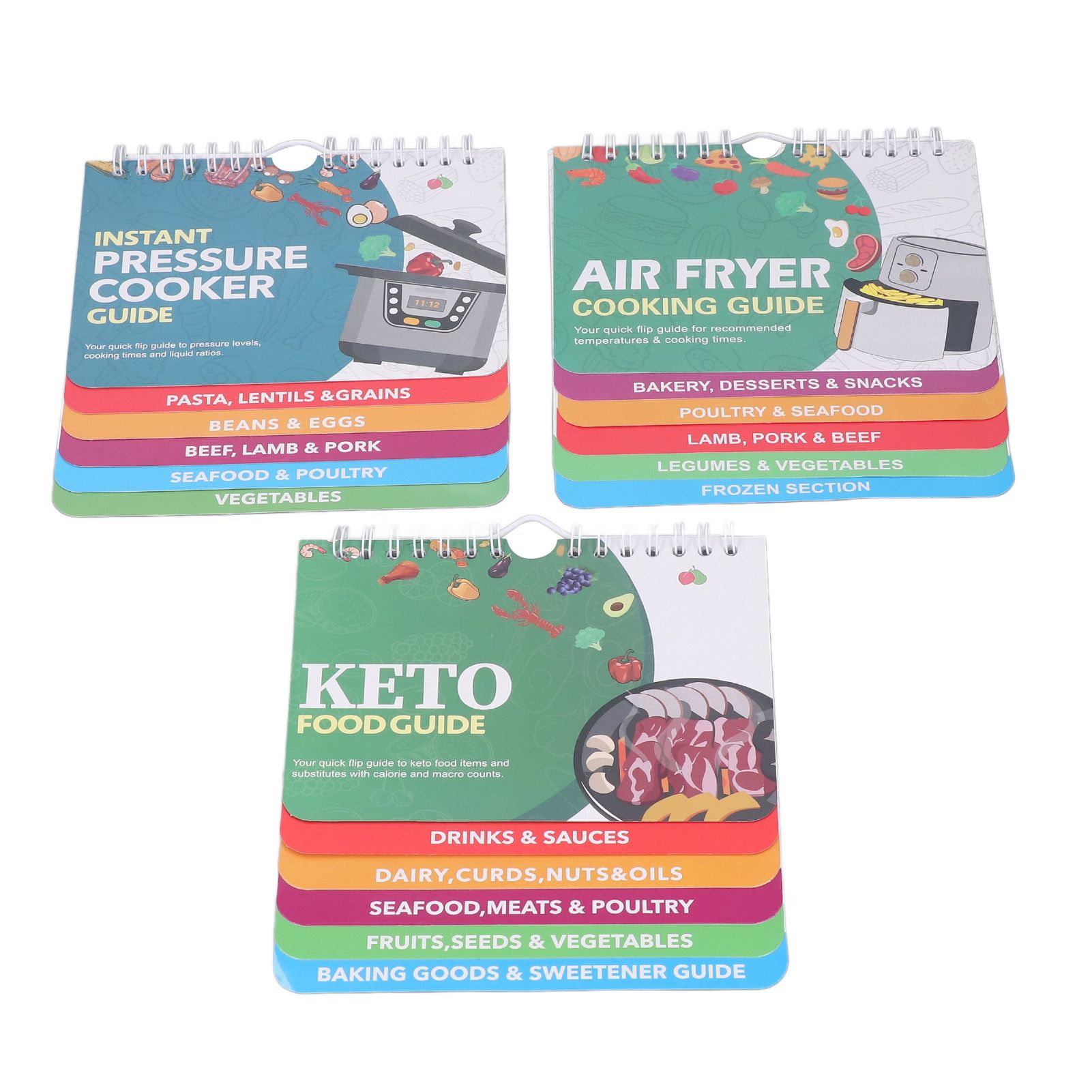 3 Pack Pot Sheets Magnet Set Fryer Pressure Cooker Keto Food Perfect Temperature Cooking Time Guide for Meat Beef Pork Vegetable Kitchen Gadgets - Image 2