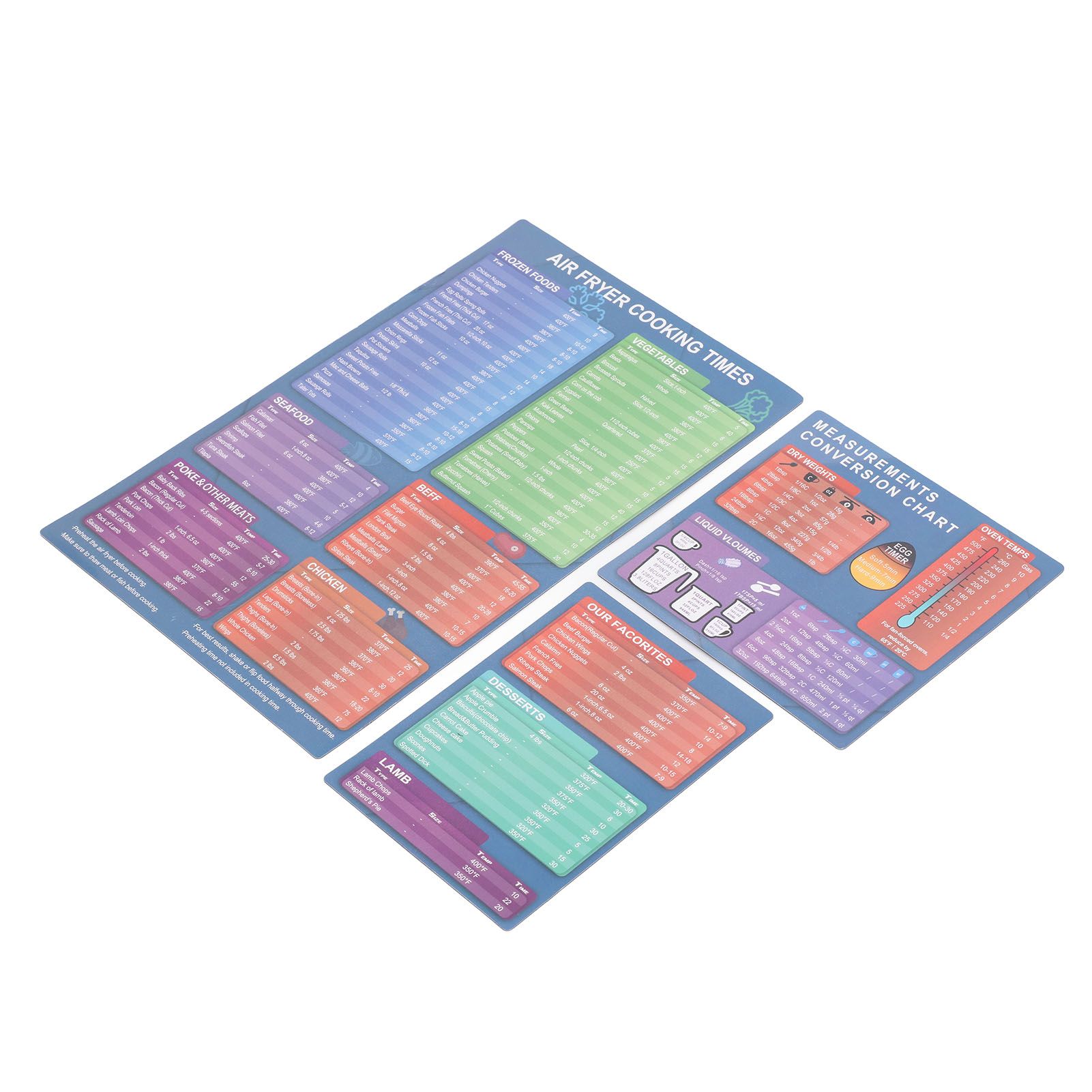 3pcs Fryer Magnetic Cheat Sheet Set Fryer Accessories Cook Times Fryer Accessory Magnet Sheet Quick Reference Guide for Cooking Frying - Image 7