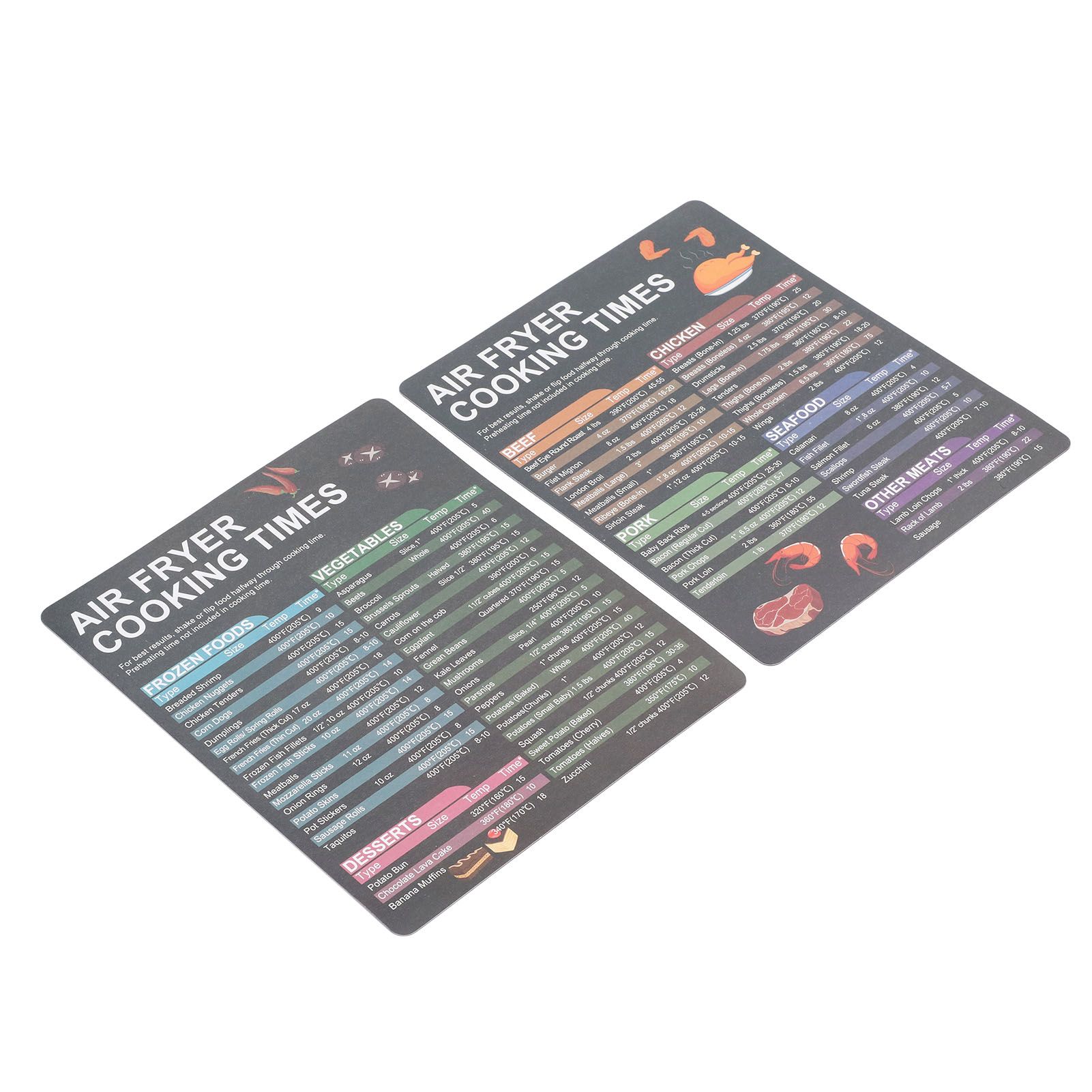 2PCS Fryer Cheat Sheet Magnetic Cooking Times Chart Easy to Read Reference Guide Water Oil Resistant Fryer Accessory for Kitchen - Image 3