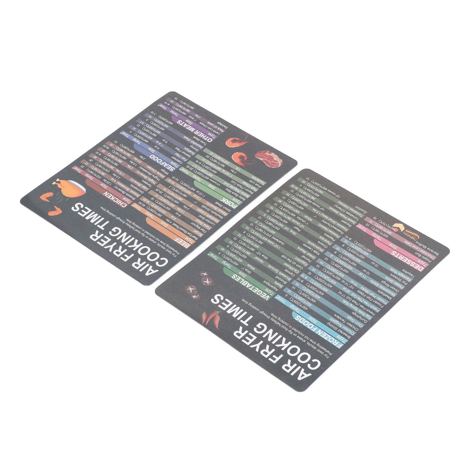 2PCS Fryer Cheat Sheet Magnetic Cooking Times Chart Easy to Read Reference Guide Water Oil Resistant Fryer Accessory for Kitchen - Image 5