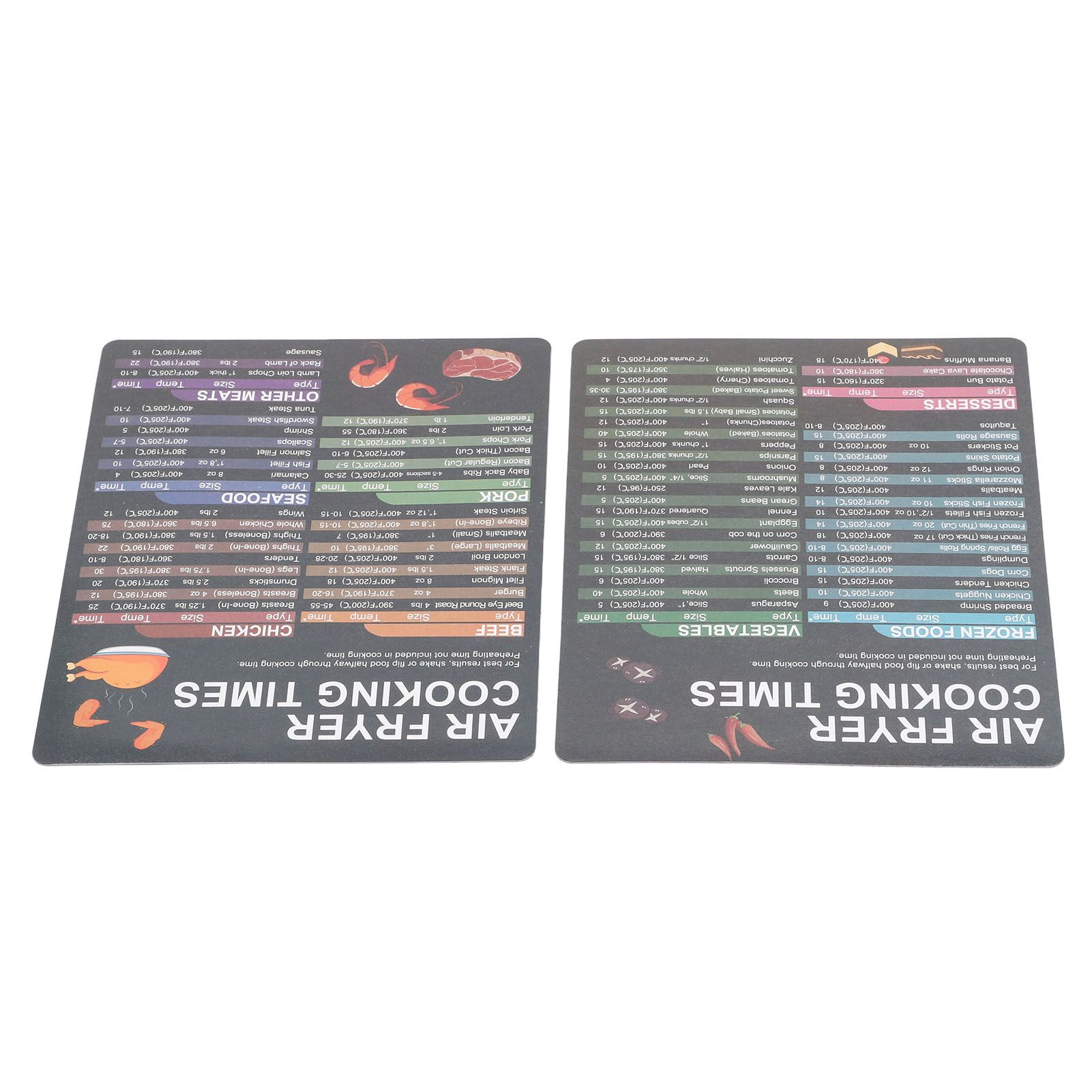 2PCS Fryer Cheat Sheet Magnetic Cooking Times Chart Easy to Read Reference Guide Water Oil Resistant Fryer Accessory for Kitchen - Image 6