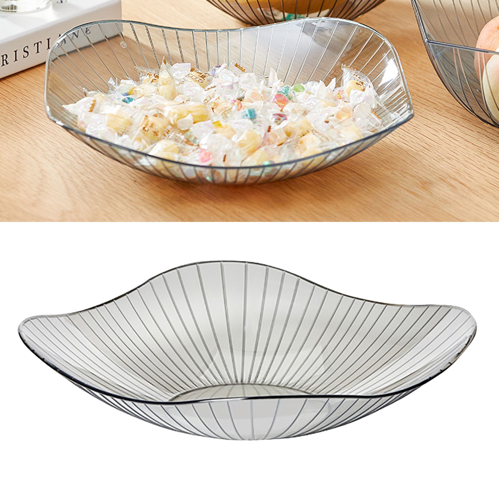 Transparent Grey Fruit Plate Large Plastic Serving Bowl Hand Made Candy Snack Bowl for Living Room Restaurant Party - Image 5