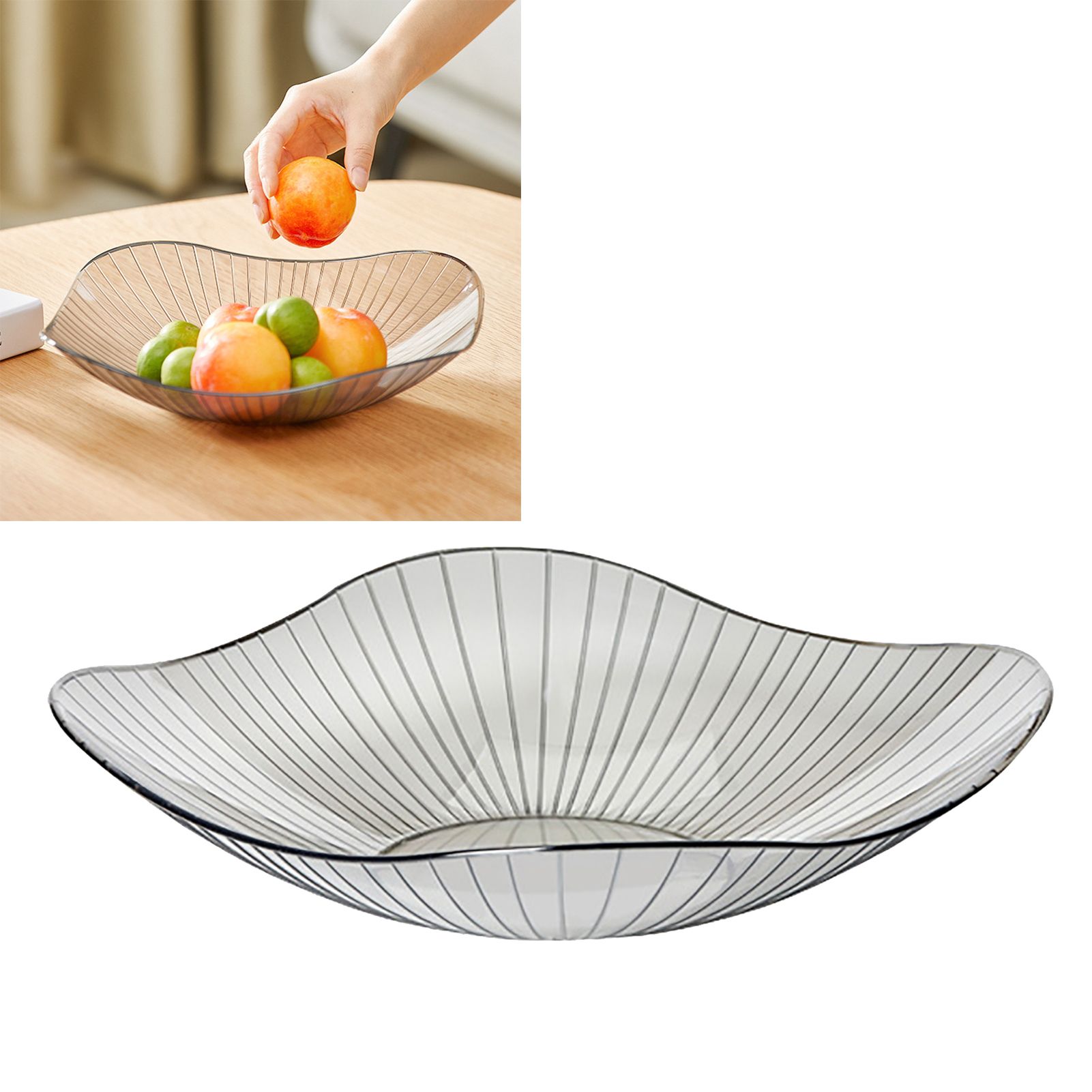 Transparent Grey Fruit Plate Large Plastic Serving Bowl Hand Made Candy Snack Bowl for Living Room Restaurant Party - Image 6