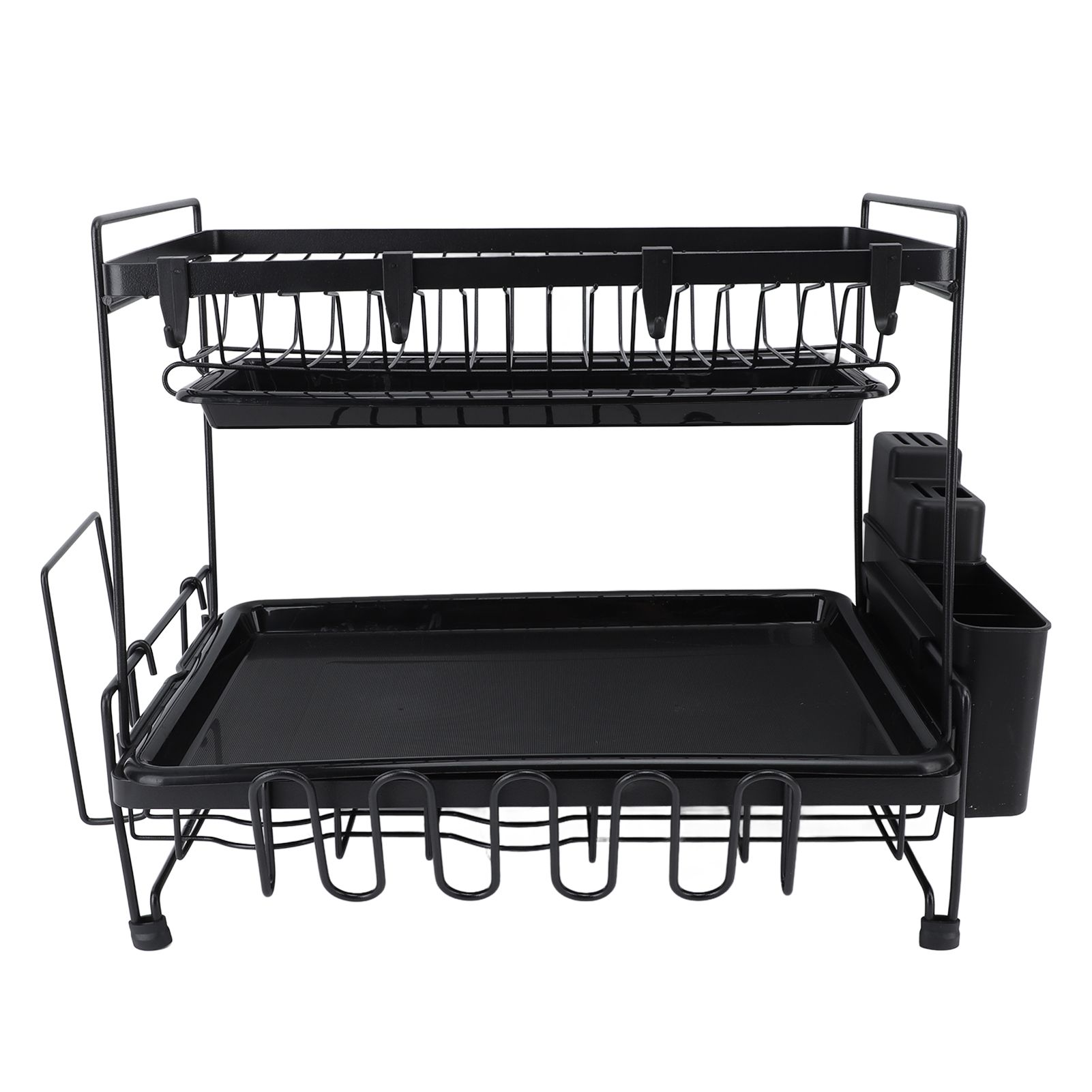 Dish Drying Rack 2 Layer Foldable Versatile Convenient Storage Dish Drainer Rack with Utensil Holder for Home - Image 1
