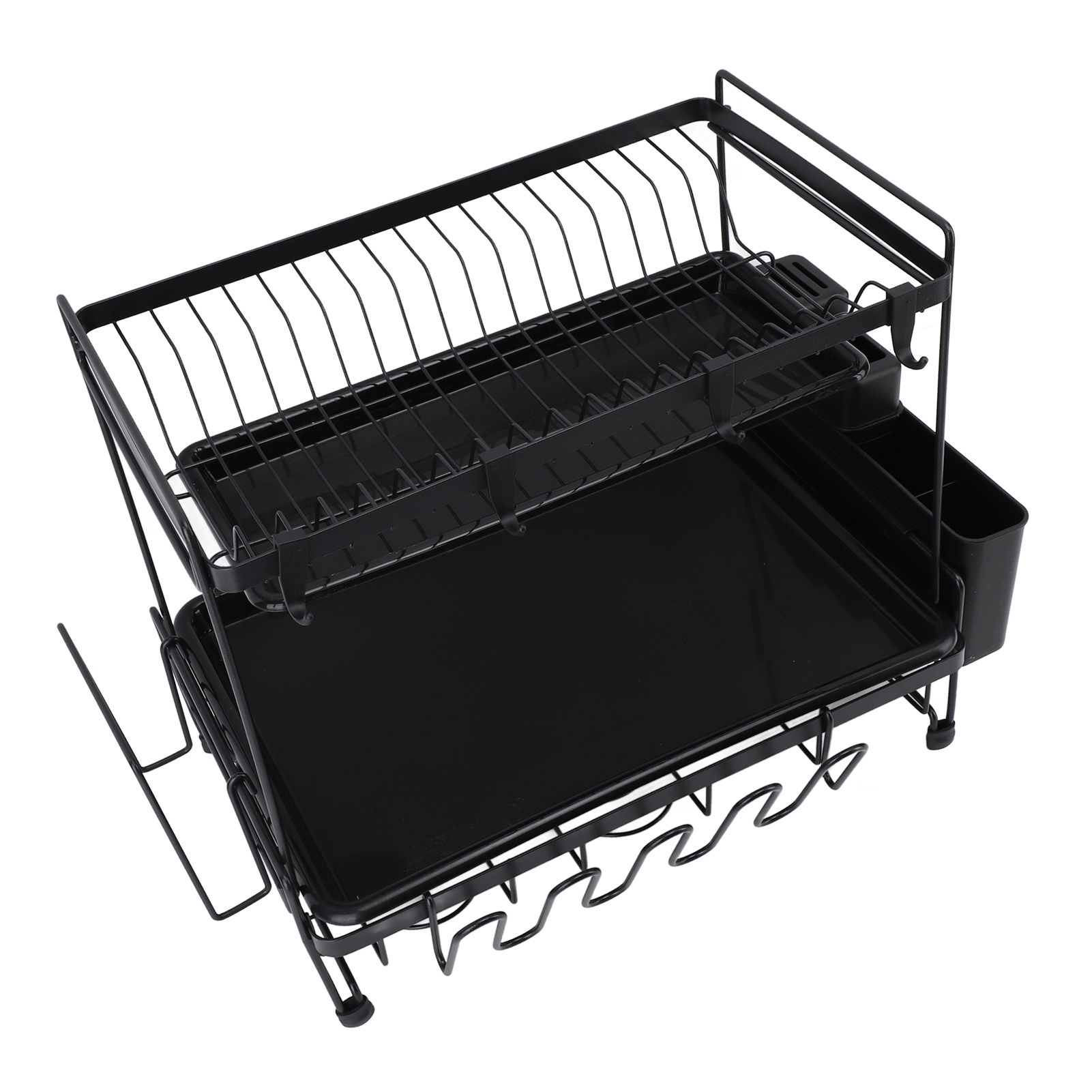 Dish Drying Rack 2 Layer Foldable Versatile Convenient Storage Dish Drainer Rack with Utensil Holder for Home - Image 2