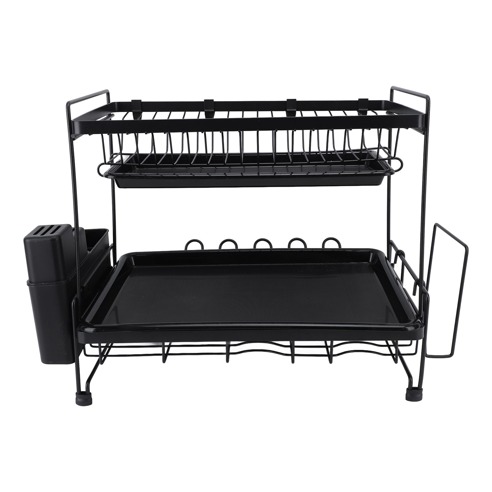 Dish Drying Rack 2 Layer Foldable Versatile Convenient Storage Dish Drainer Rack with Utensil Holder for Home - Image 3