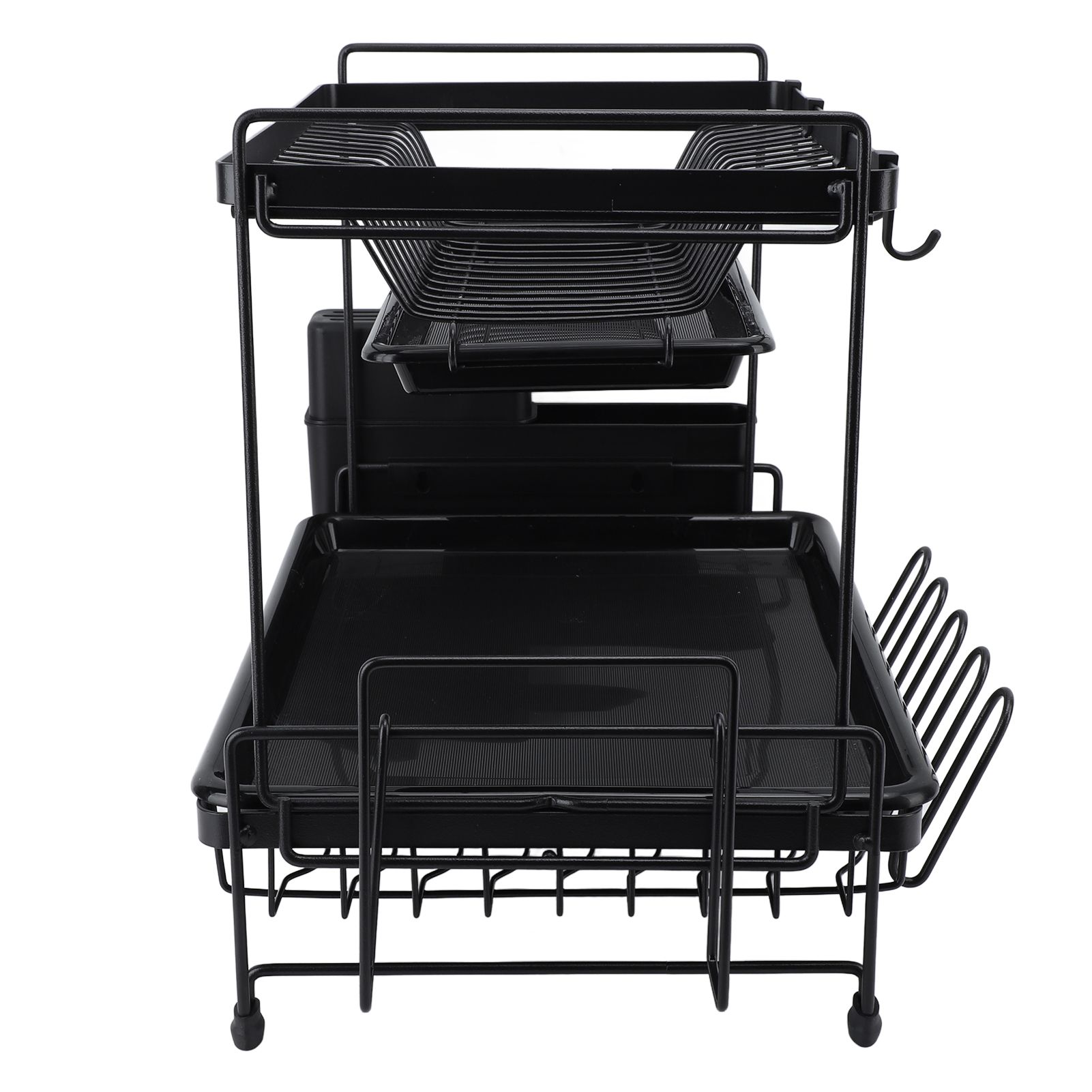 Dish Drying Rack 2 Layer Foldable Versatile Convenient Storage Dish Drainer Rack with Utensil Holder for Home - Image 4