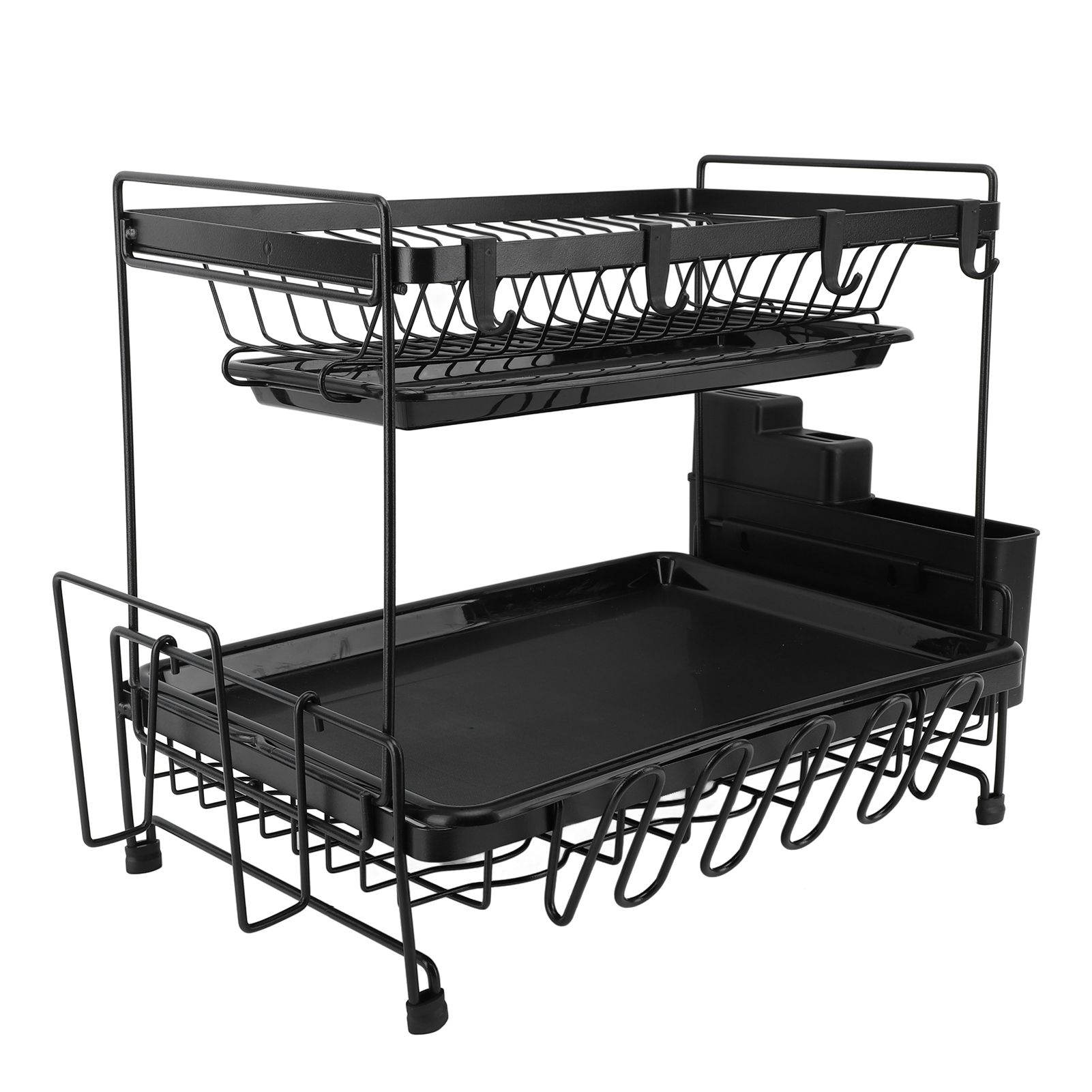 Dish Drying Rack 2 Layer Foldable Versatile Convenient Storage Dish Drainer Rack with Utensil Holder for Home - Image 5