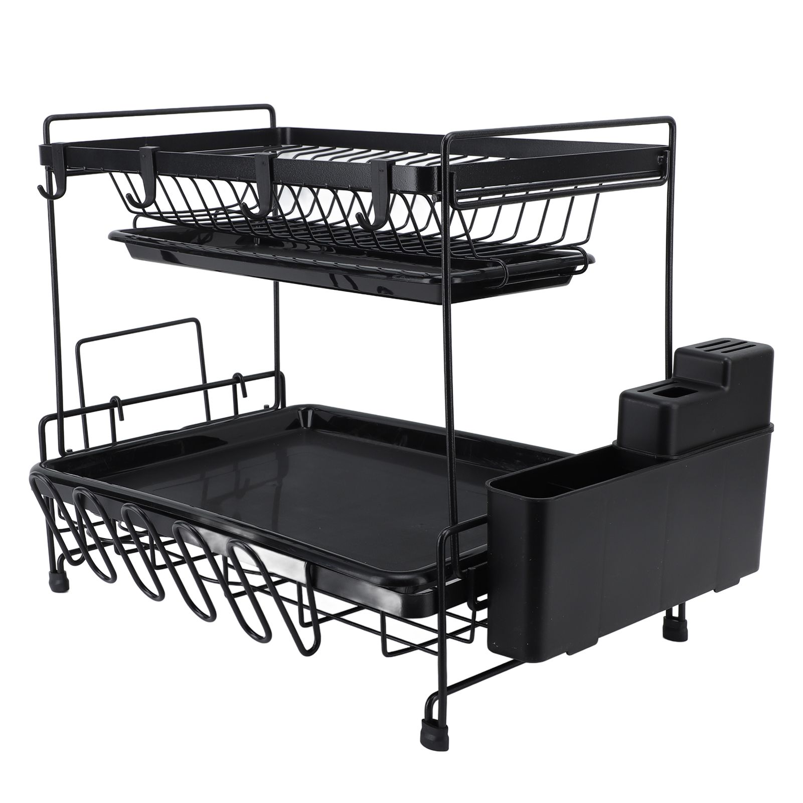 Dish Drying Rack 2 Layer Foldable Versatile Convenient Storage Dish Drainer Rack with Utensil Holder for Home - Image 6