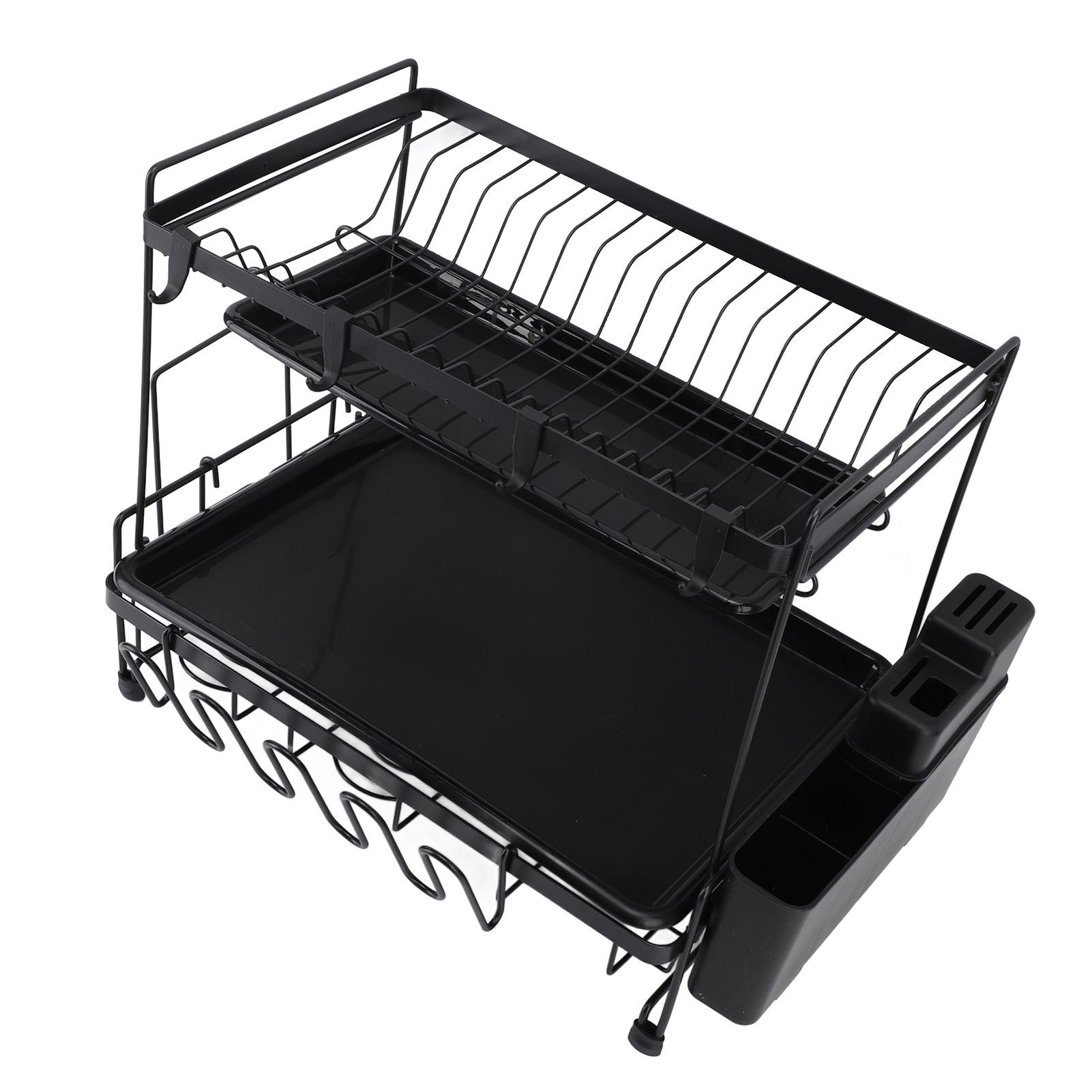 Dish Drying Rack 2 Layer Foldable Versatile Convenient Storage Dish Drainer Rack with Utensil Holder for Home - Image 8
