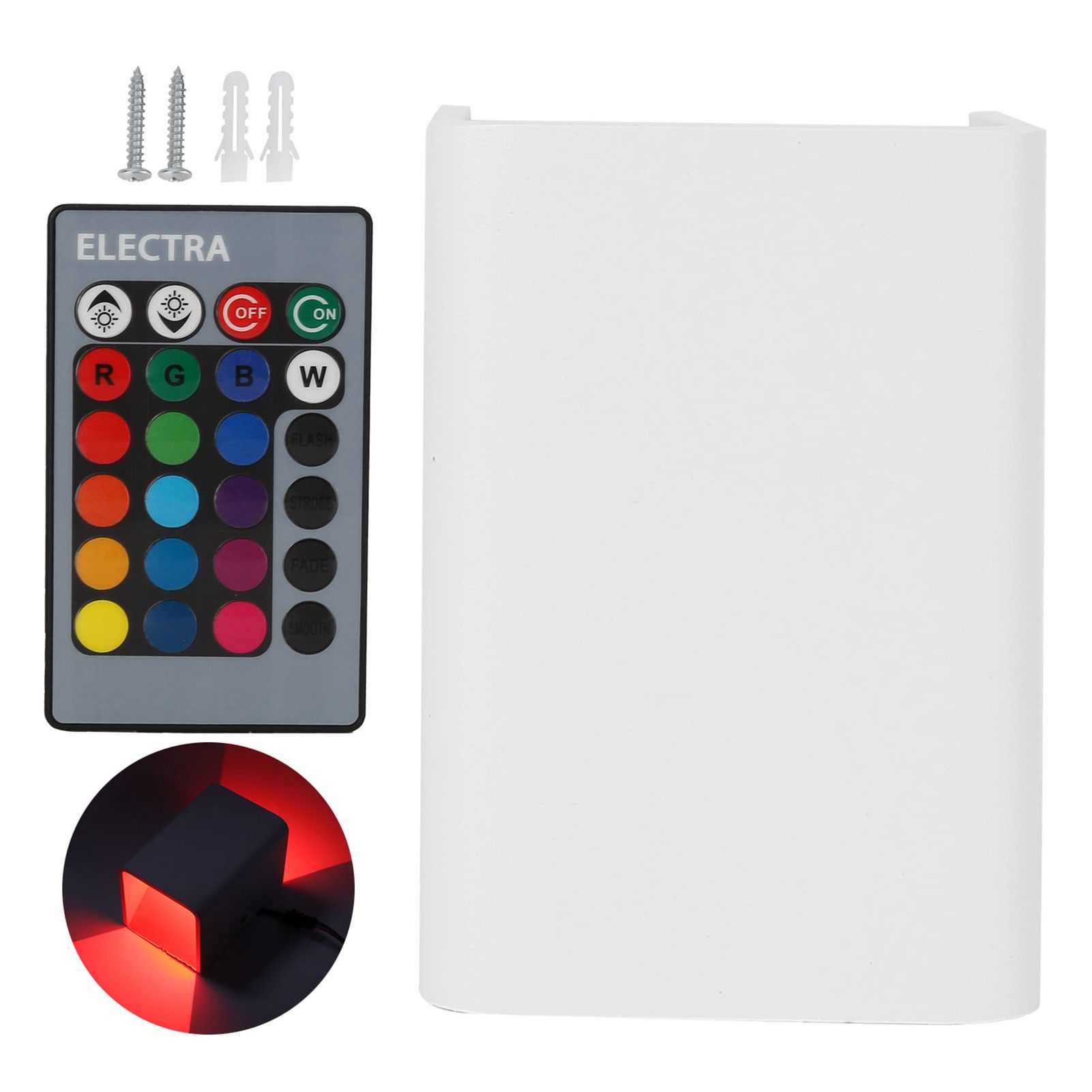 Wall Lamp RGBW Remote Control 5W Aluminum LED Wall Light for Bedroom Hallway StairsWhite Shell - Image 1