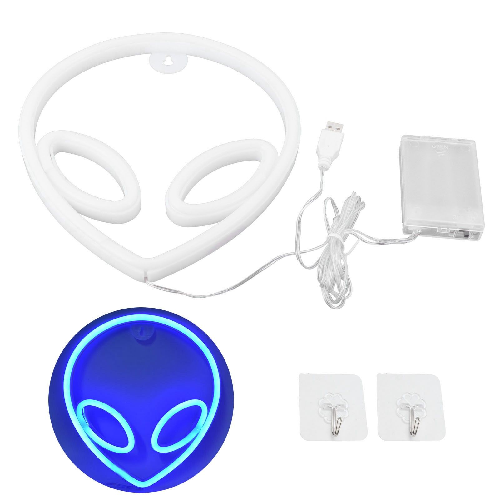 Alien Neon Sign Innovative Wall Hanging Decorative Night Light Battery/USB Operated Blue - Image 1