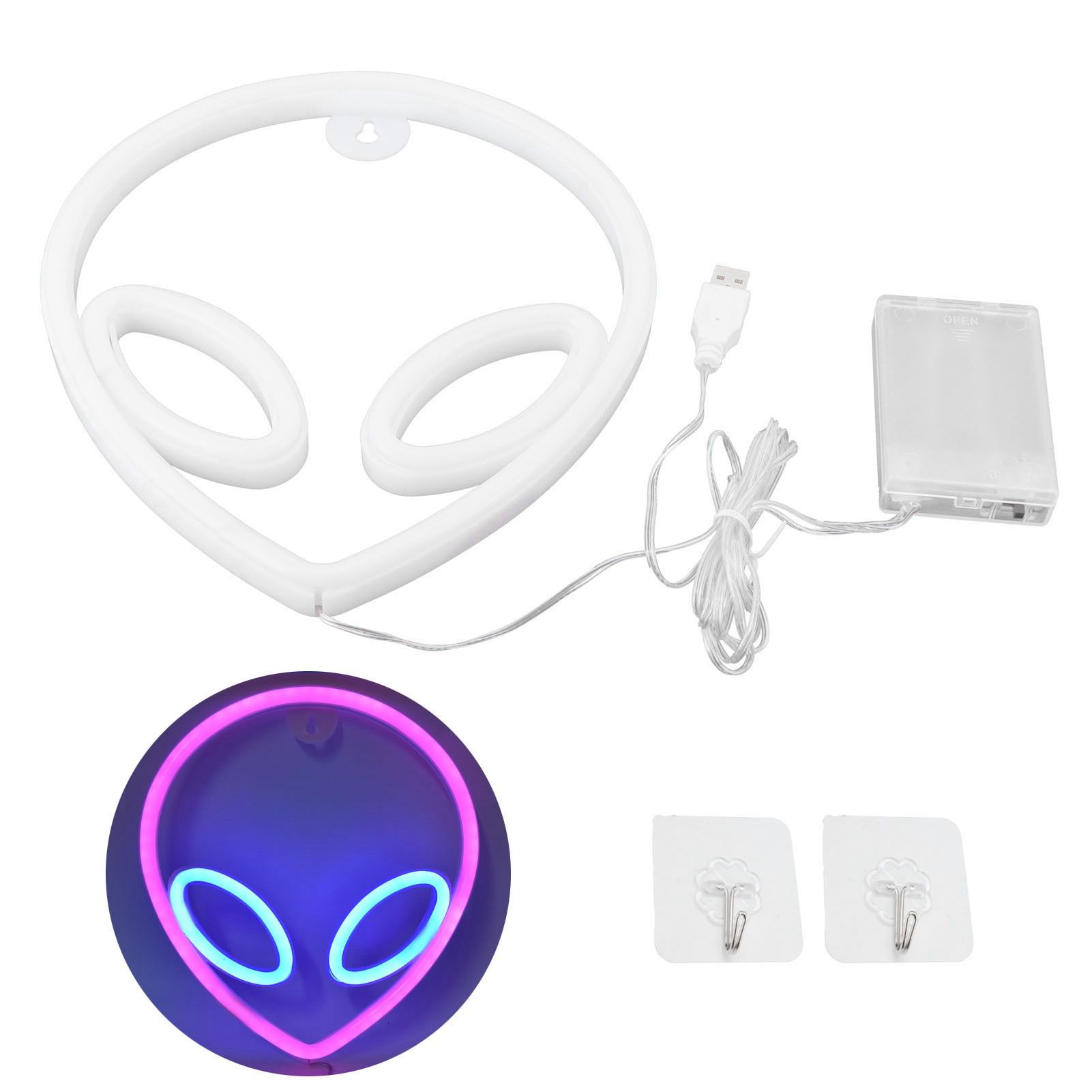 Unique Alien Neon Light Battery/USB Operated Decorative LED Neon Sign Wall Decoration Pink Blue - Image 1