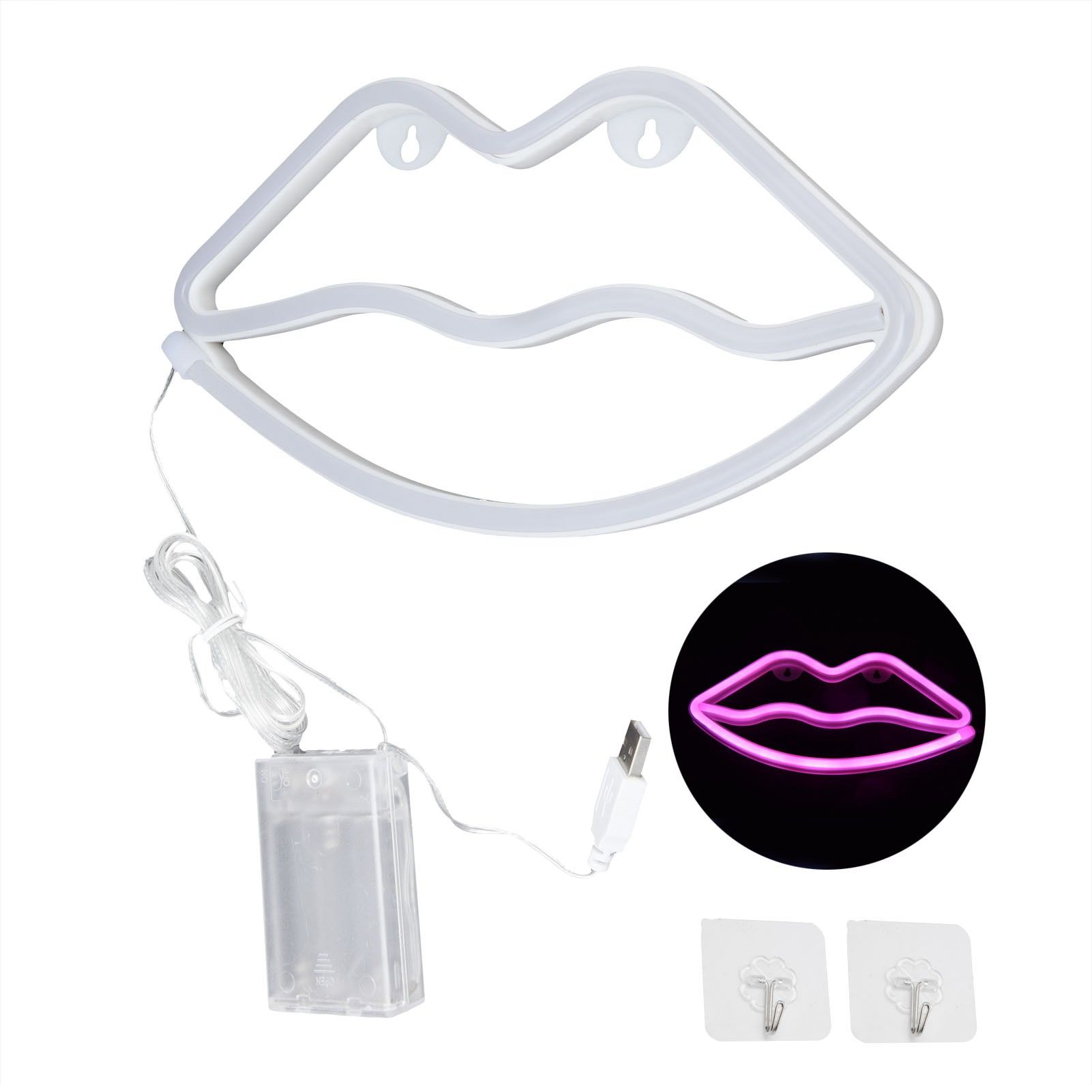 LED Neon Light Lip Shape USB Or Battery Powered Decoration Night Light for Bedroom Bar Festival - Image 1