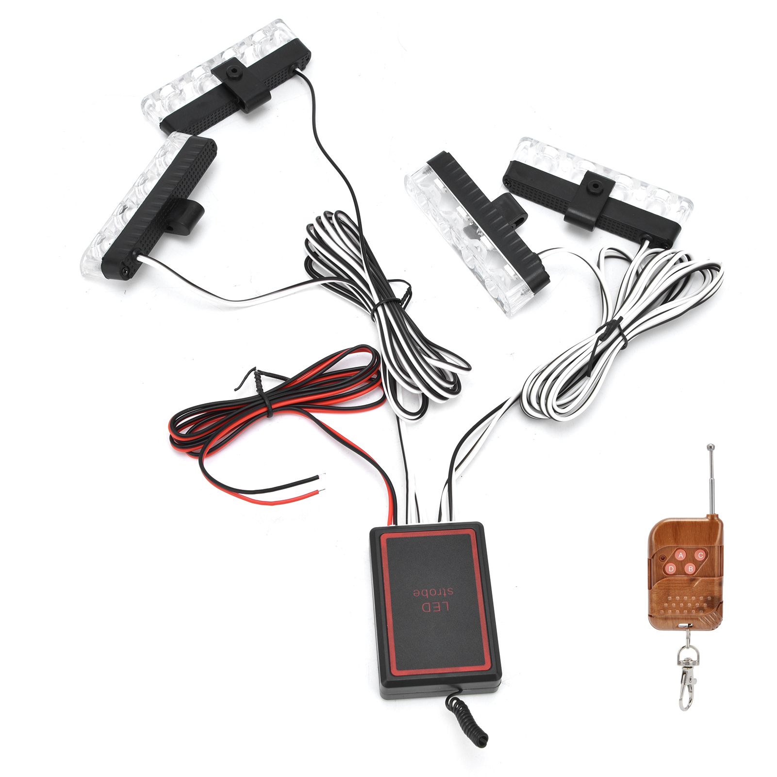 LED Red Blue Emergency Strobe Light 4x4LED Sync Flash Warning Lights 12V with Remote Control - Image 6
