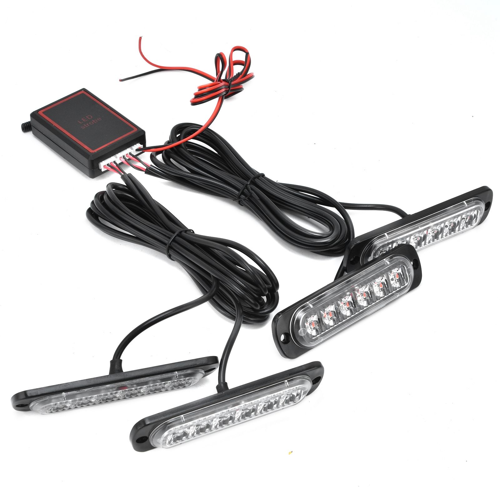Car 4x6LED Sync Red Blue Strobe Flash Light LED Emergency Warning Lamp 12V with Remote Control - Image 2
