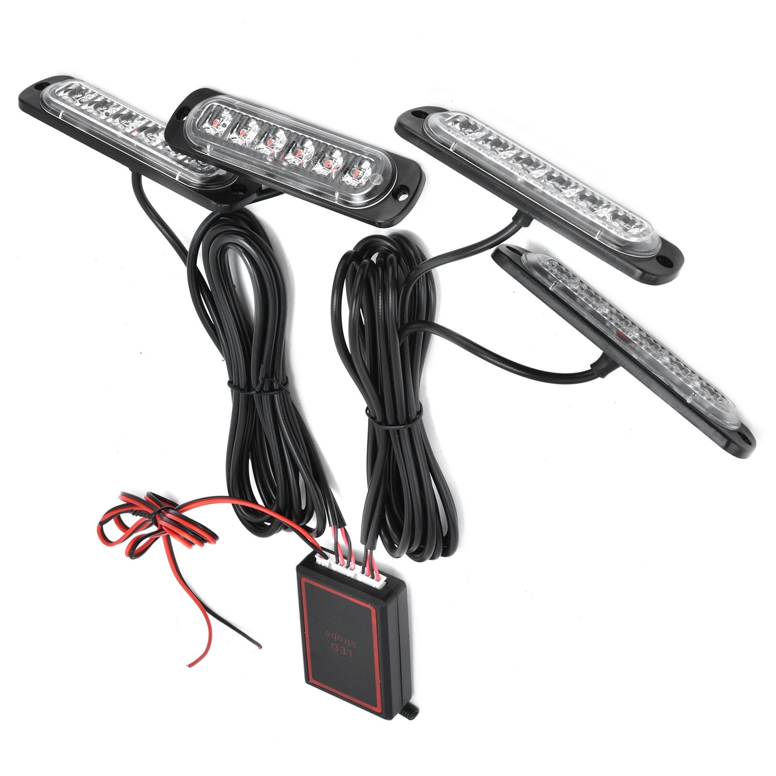 Car 4x6LED Sync Red Blue Strobe Flash Light LED Emergency Warning Lamp 12V with Remote Control - Image 8