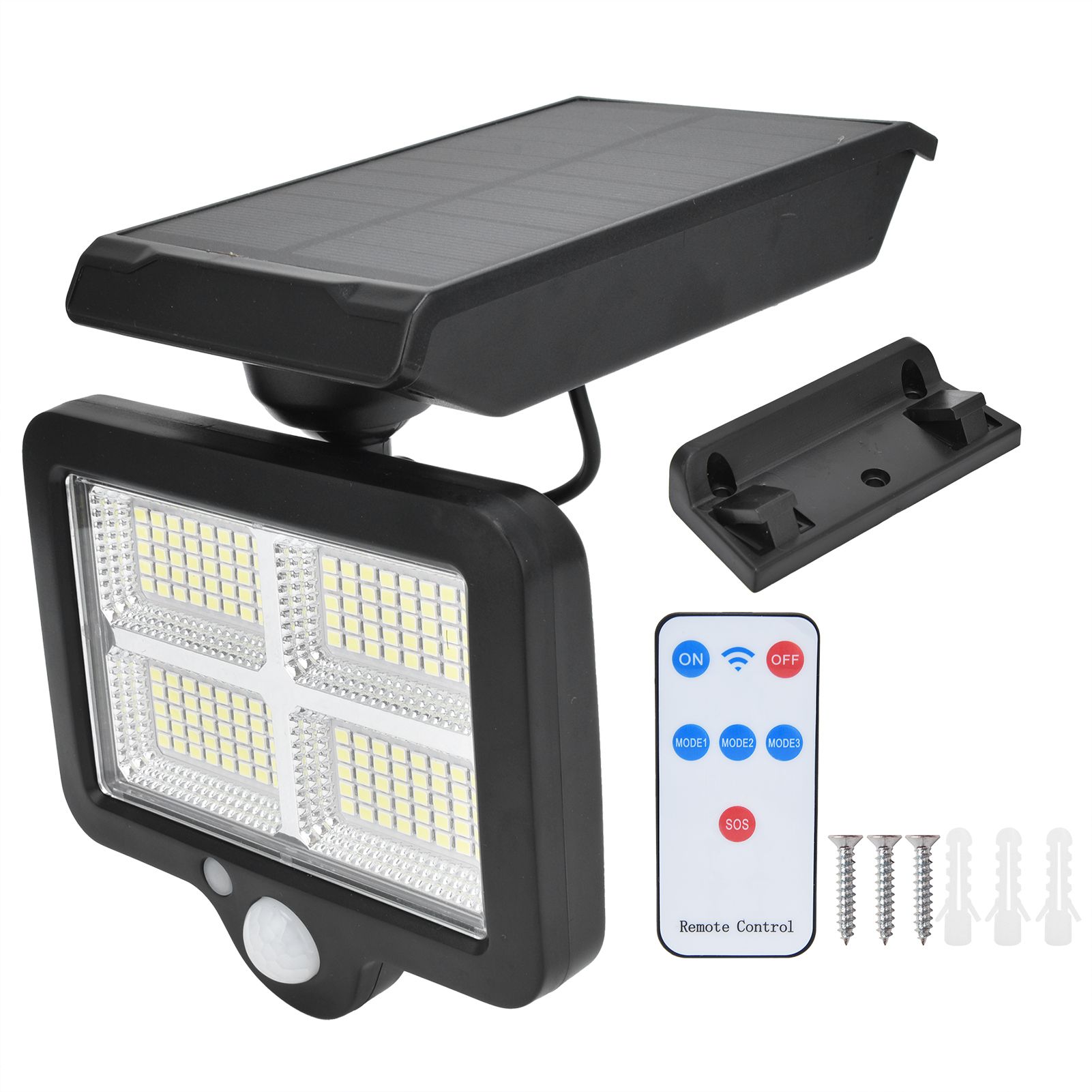 Solar Body Induction Wall Light IP65 Waterproof 160LED Remote Control Street Light for Outdoor - Image 1
