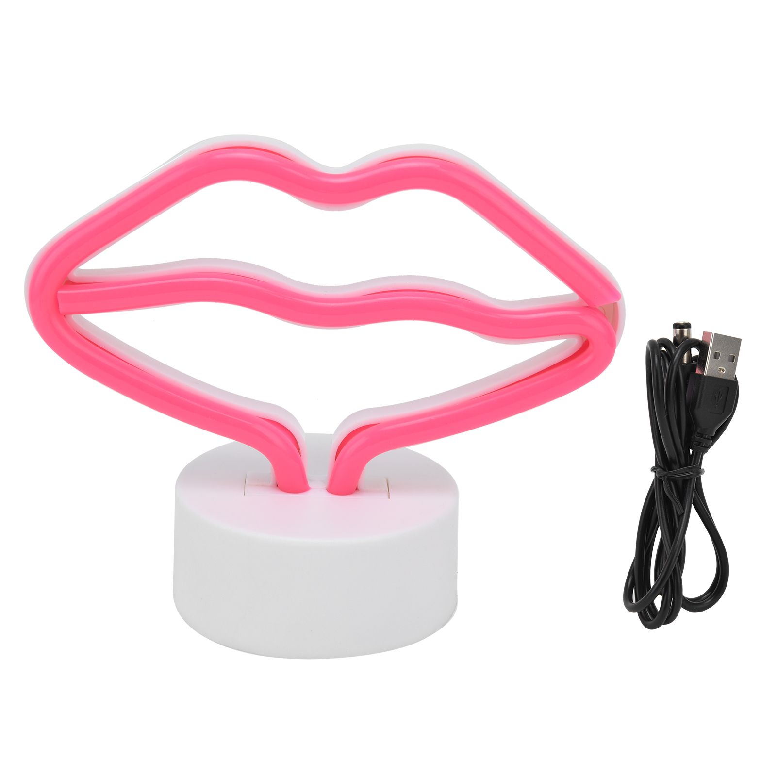 Lip Shaped LED Neon Signs with Stand USB Powered Neon Light Lamp for Baby Room Party - Image 1