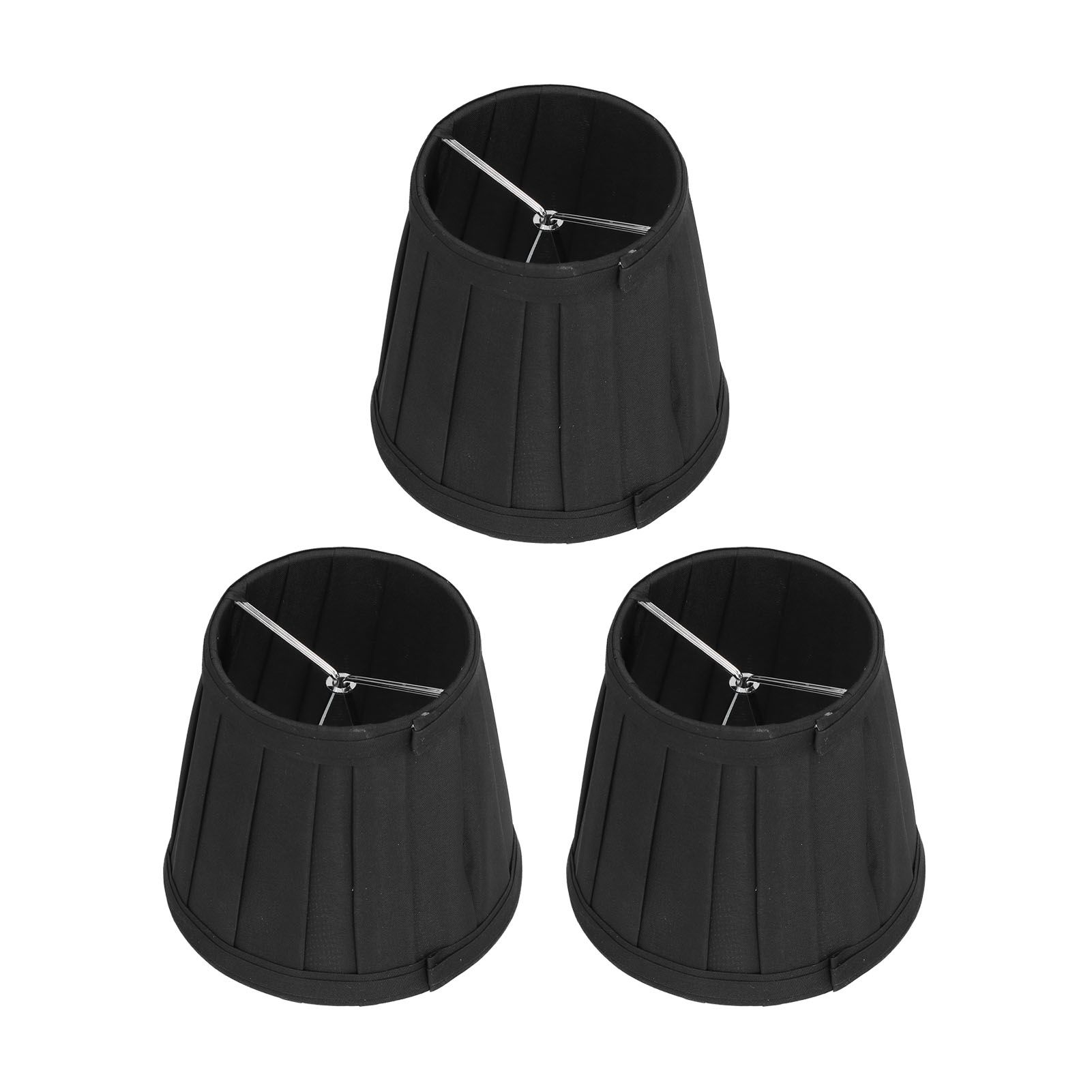 3PCS Cloth Lampshade E14 Clip On Fabric Lamp Cover for Chandelier Wall Lamp Office Home Decor(Black ) - Image 1