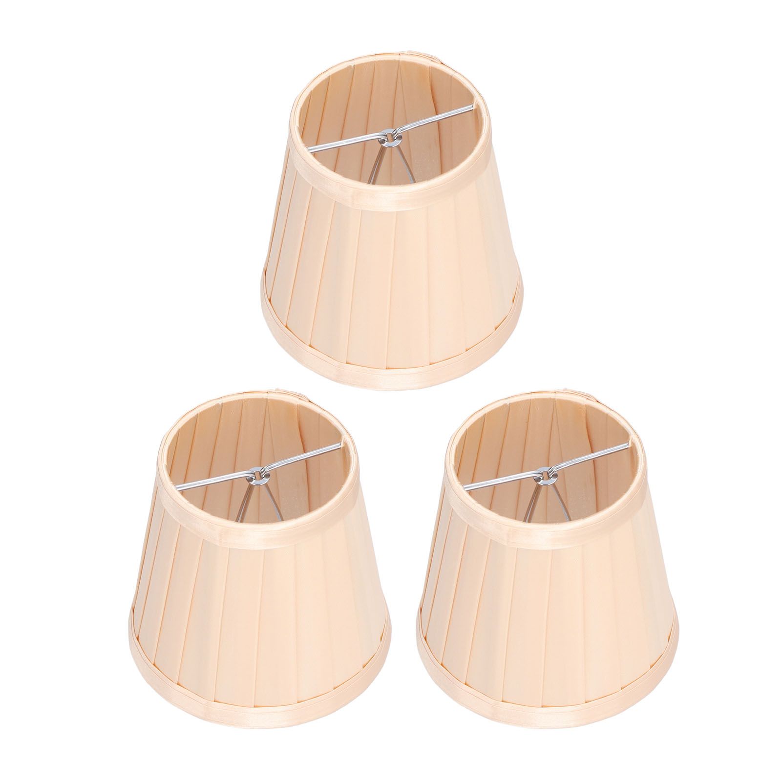 3PCS Cloth Lampshade E14 Clip On Fabric Lamp Cover for Chandelier Wall Lamp Office Home Decor(Light Gold ) - Image 1