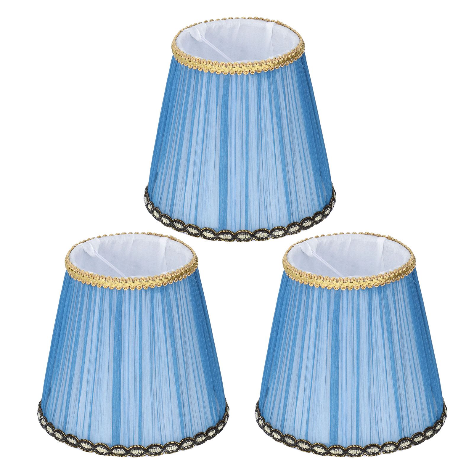 3PCS Cloth Lamp Shade E14 ClipOn Lampshade for Candle Chandelier Wall Lamp Table Light Indoor Decor(Dark Blue ) - Image 1