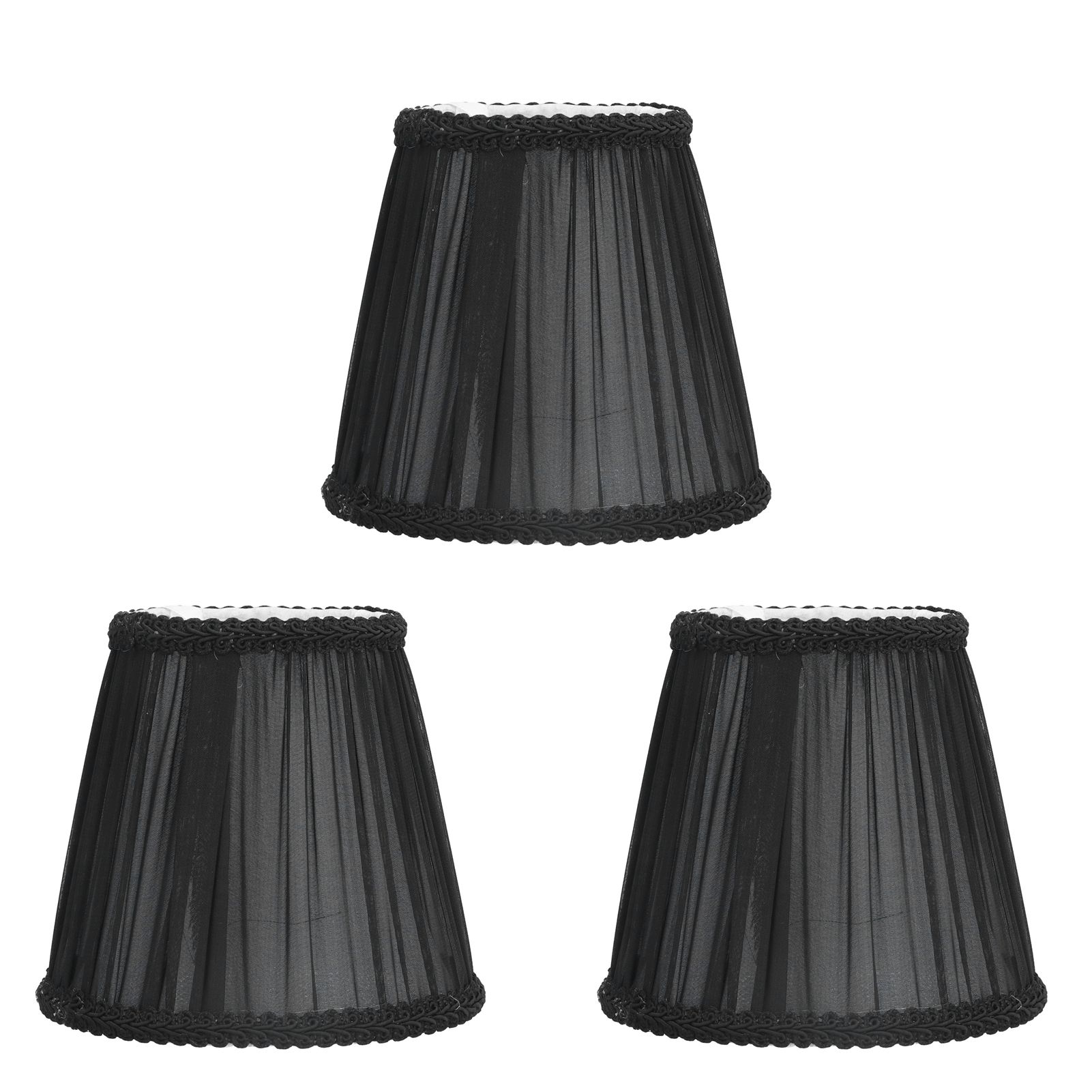 3PCS E14 ClipOn Cloth Lamp Shade Modern Fabric Lampshade Table Light Cover for Candle Chandelier(Black ) - Image 1