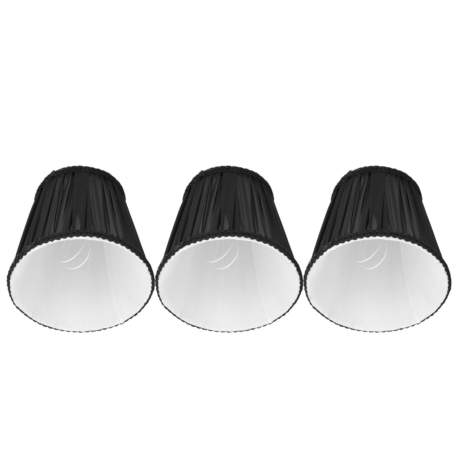 3PCS E14 ClipOn Cloth Lamp Shade Modern Fabric Lampshade Table Light Cover for Candle Chandelier(Black ) - Image 2