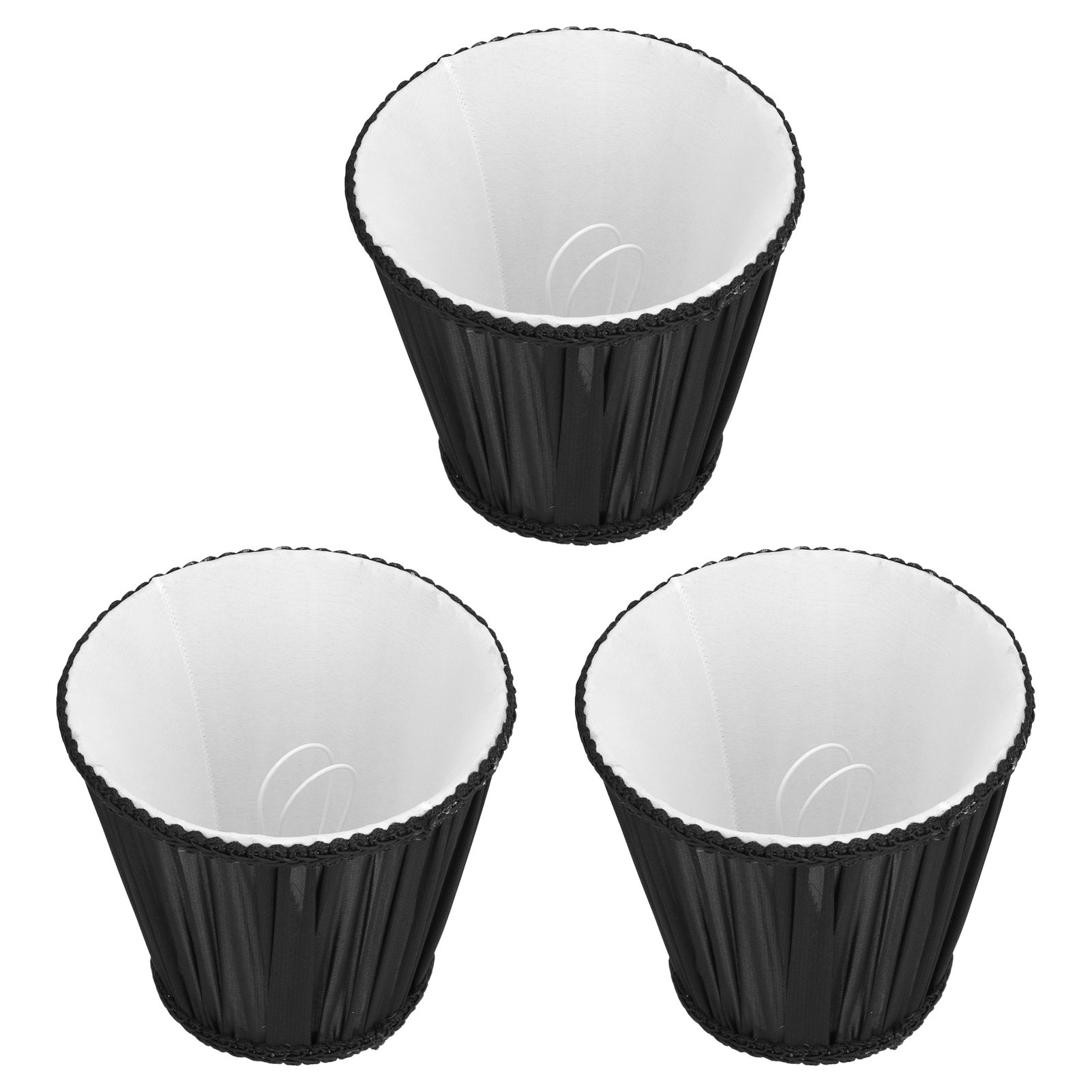 3PCS E14 ClipOn Cloth Lamp Shade Modern Fabric Lampshade Table Light Cover for Candle Chandelier(Black ) - Image 3