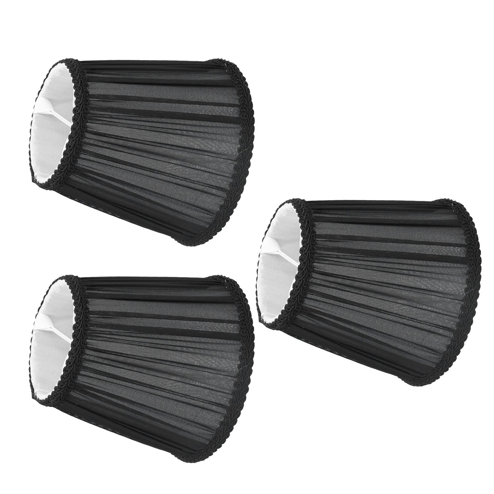 3PCS E14 ClipOn Cloth Lamp Shade Modern Fabric Lampshade Table Light Cover for Candle Chandelier(Black ) - Image 4