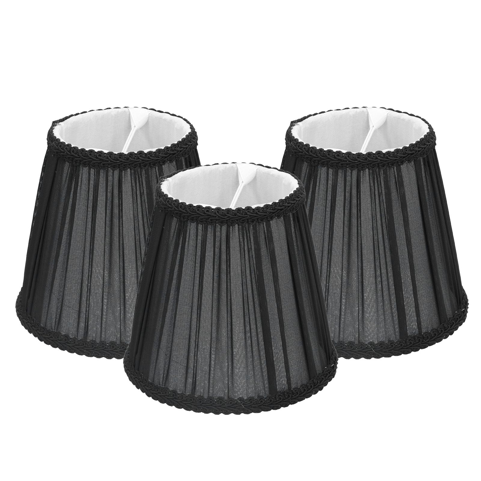 3PCS E14 ClipOn Cloth Lamp Shade Modern Fabric Lampshade Table Light Cover for Candle Chandelier(Black ) - Image 5