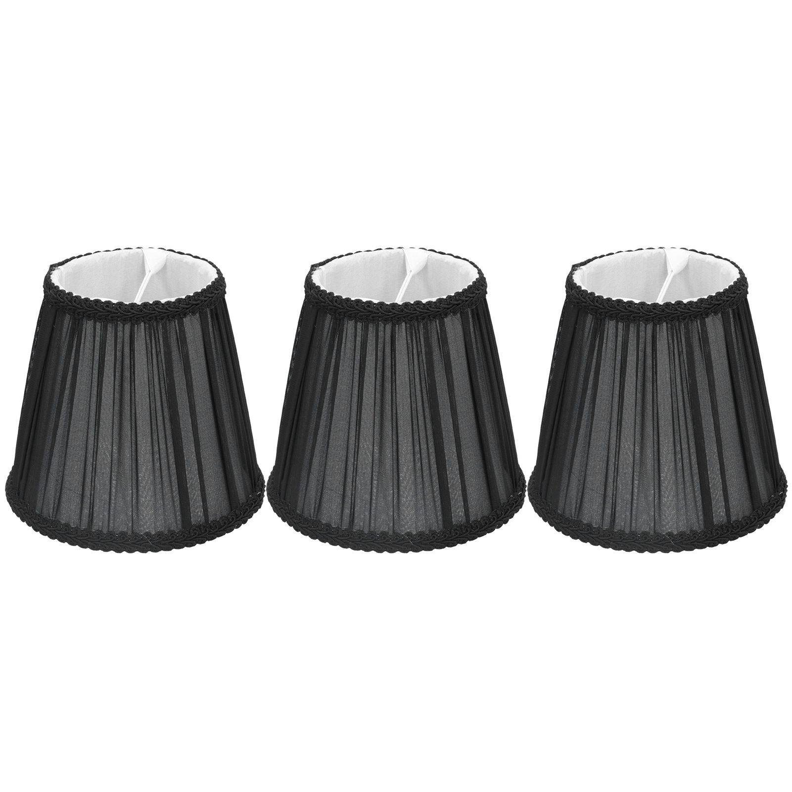 3PCS E14 ClipOn Cloth Lamp Shade Modern Fabric Lampshade Table Light Cover for Candle Chandelier(Black ) - Image 6