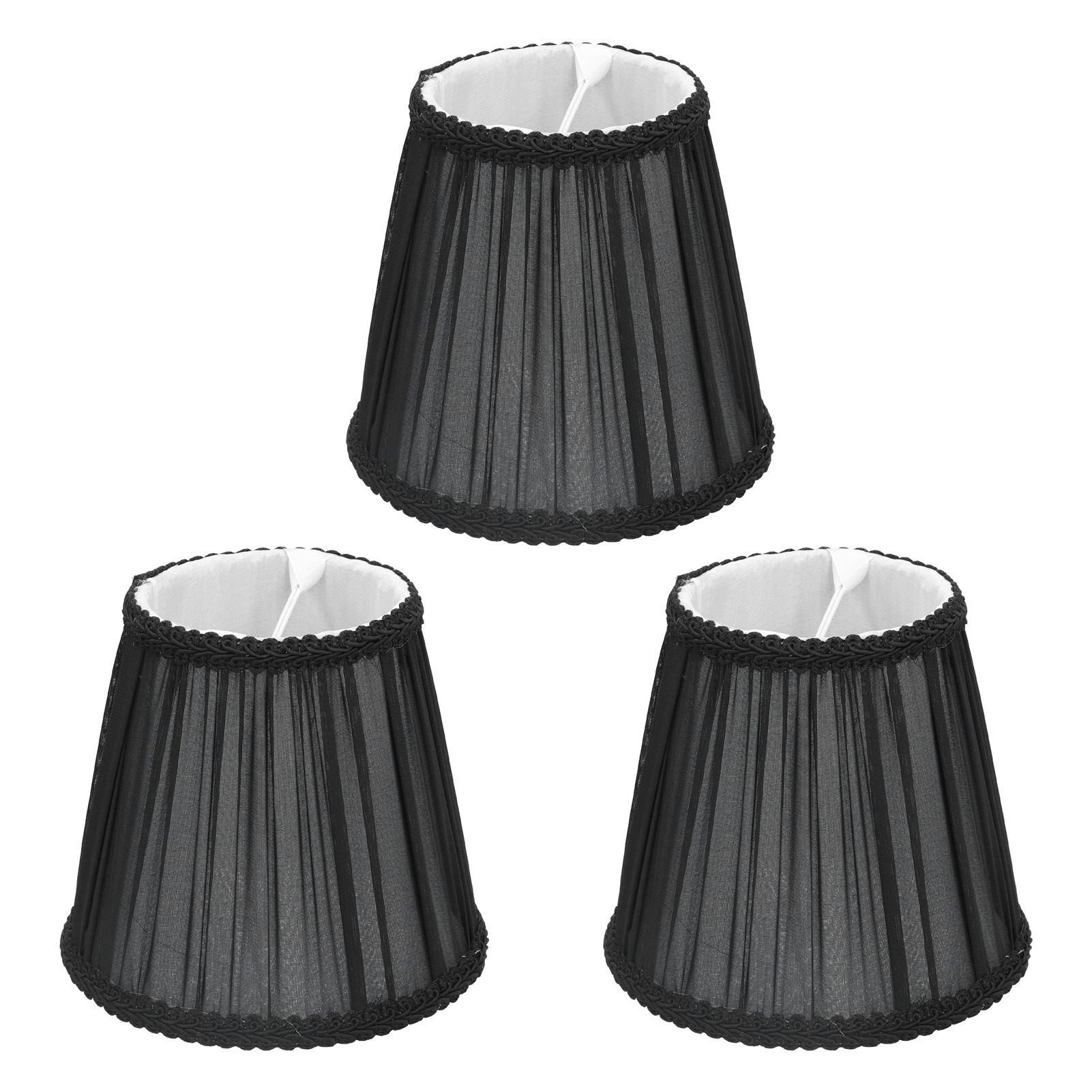 3PCS E14 ClipOn Cloth Lamp Shade Modern Fabric Lampshade Table Light Cover for Candle Chandelier(Black ) - Image 7