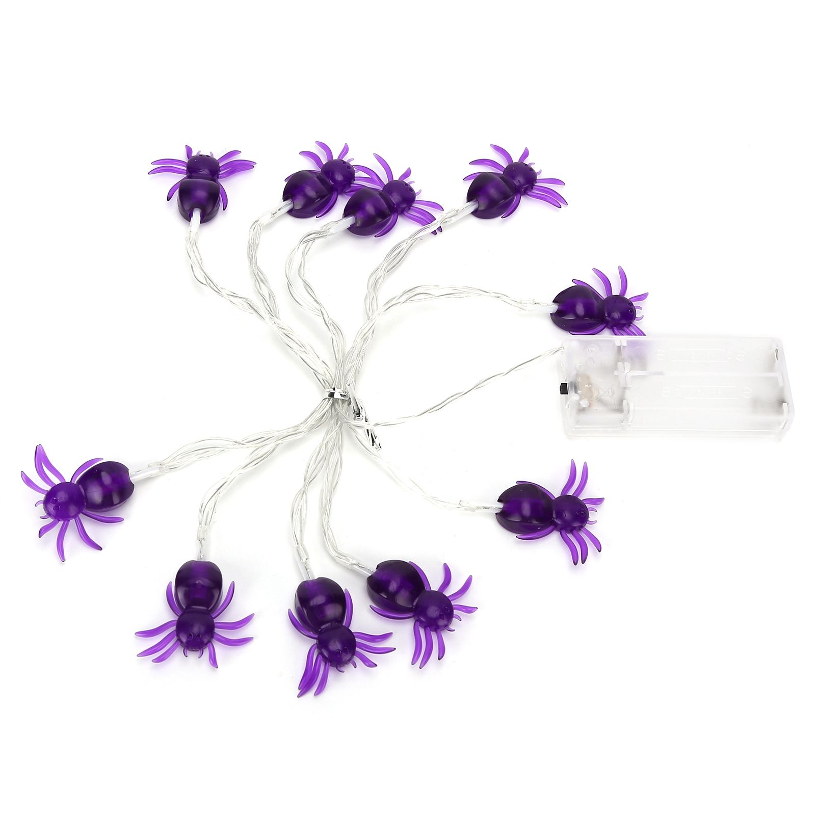 Halloween Lights LED Purple Spider Shape Decorative String Lights for Festival Party Indoor Outdoor Decoration - Image 1