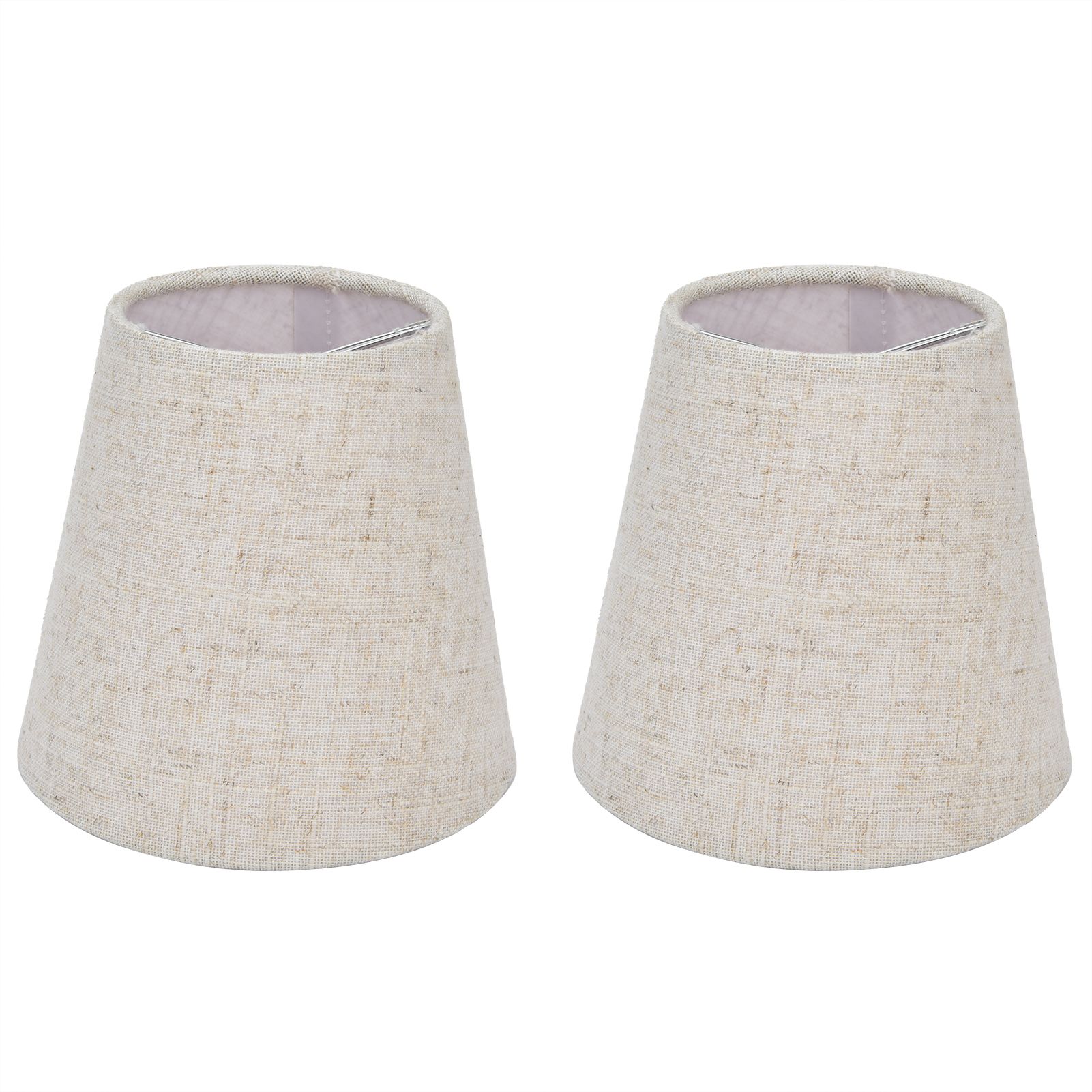 2PCS Table Lamp Shade Cover Fabric Clip On Lampshade for E14 Screw Candlestick Lamp ChandelierPT13 Beige White Edge - Image 1