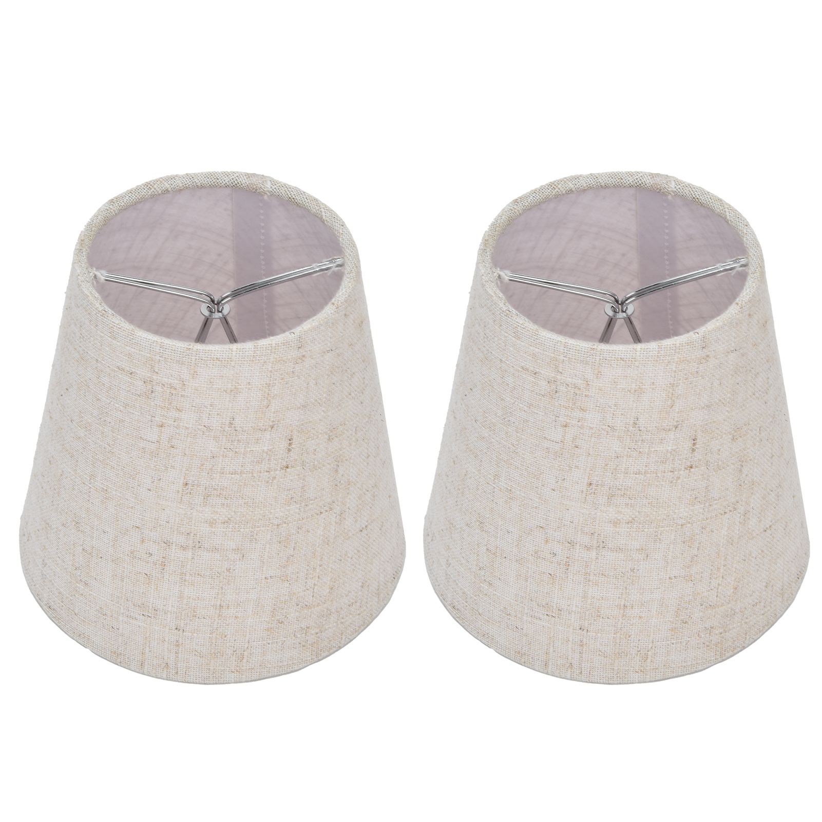 2PCS Table Lamp Shade Cover Fabric Clip On Lampshade for E14 Screw Candlestick Lamp ChandelierPT13 Beige White Edge - Image 2