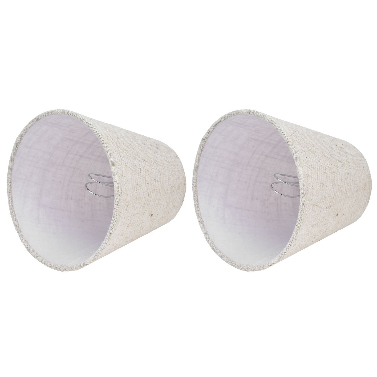 2PCS Table Lamp Shade Cover Fabric Clip On Lampshade for E14 Screw Candlestick Lamp ChandelierPT13 Beige White Edge - Image 3