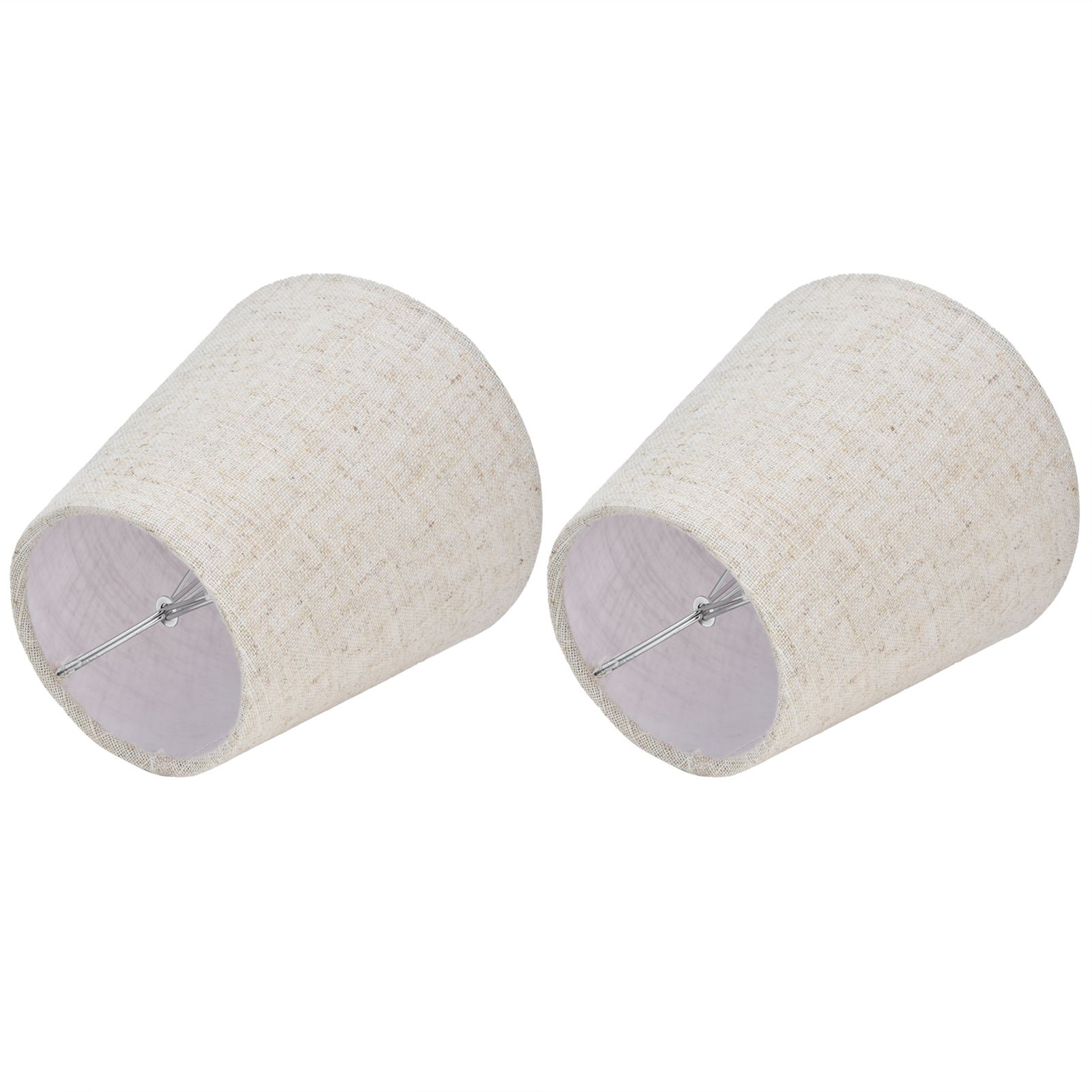 2PCS Table Lamp Shade Cover Fabric Clip On Lampshade for E14 Screw Candlestick Lamp ChandelierPT13 Beige White Edge - Image 6