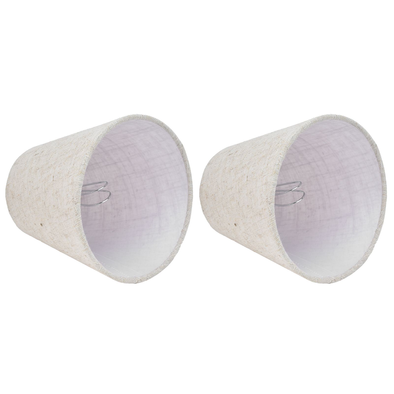 2PCS Table Lamp Shade Cover Fabric Clip On Lampshade for E14 Screw Candlestick Lamp ChandelierPT13 Beige White Edge - Image 7