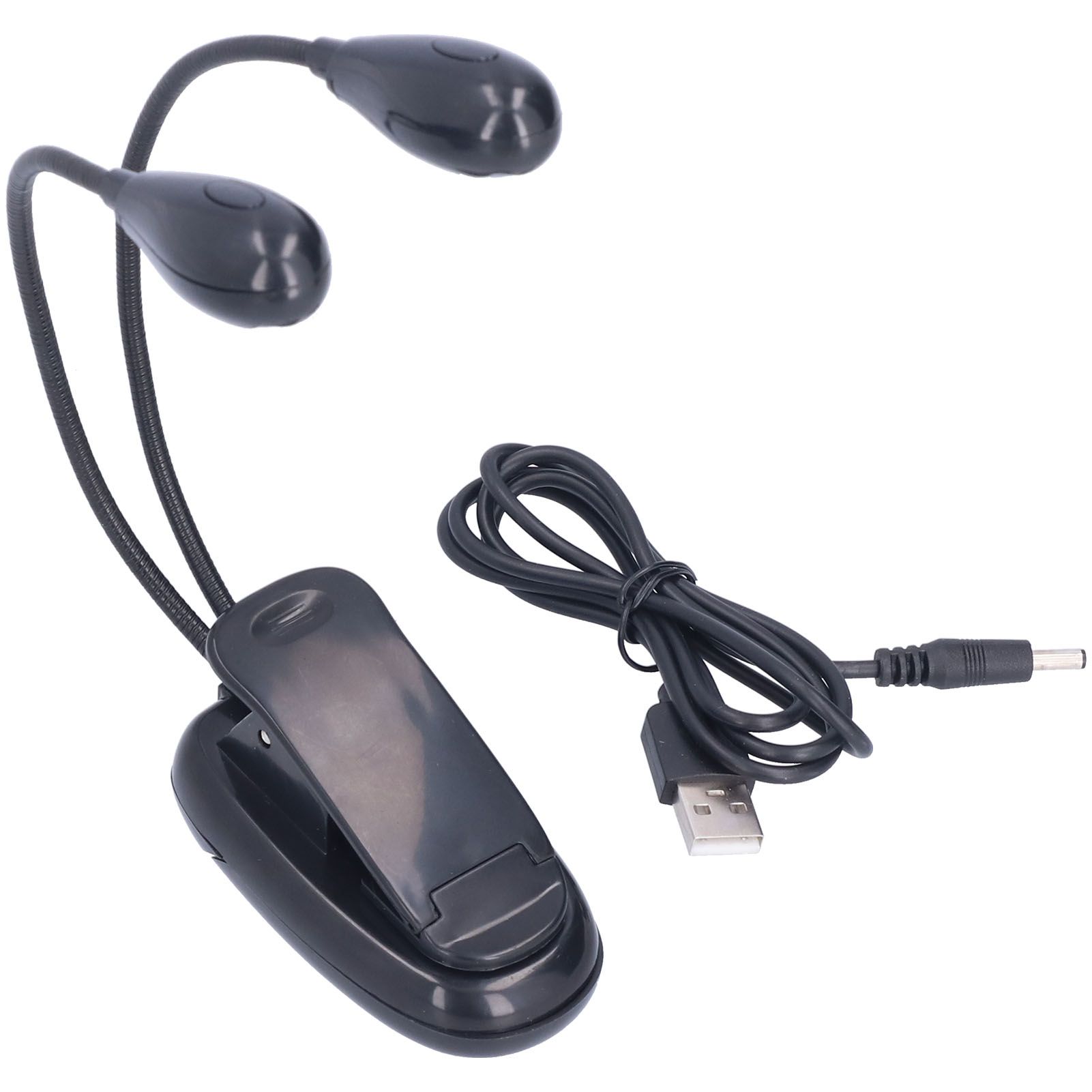 LED Book Light Eye Protecting 360° Rotatable White Light Double Pole 4 Lamp Beads Reading Lamp with Clip for Students - Image 1