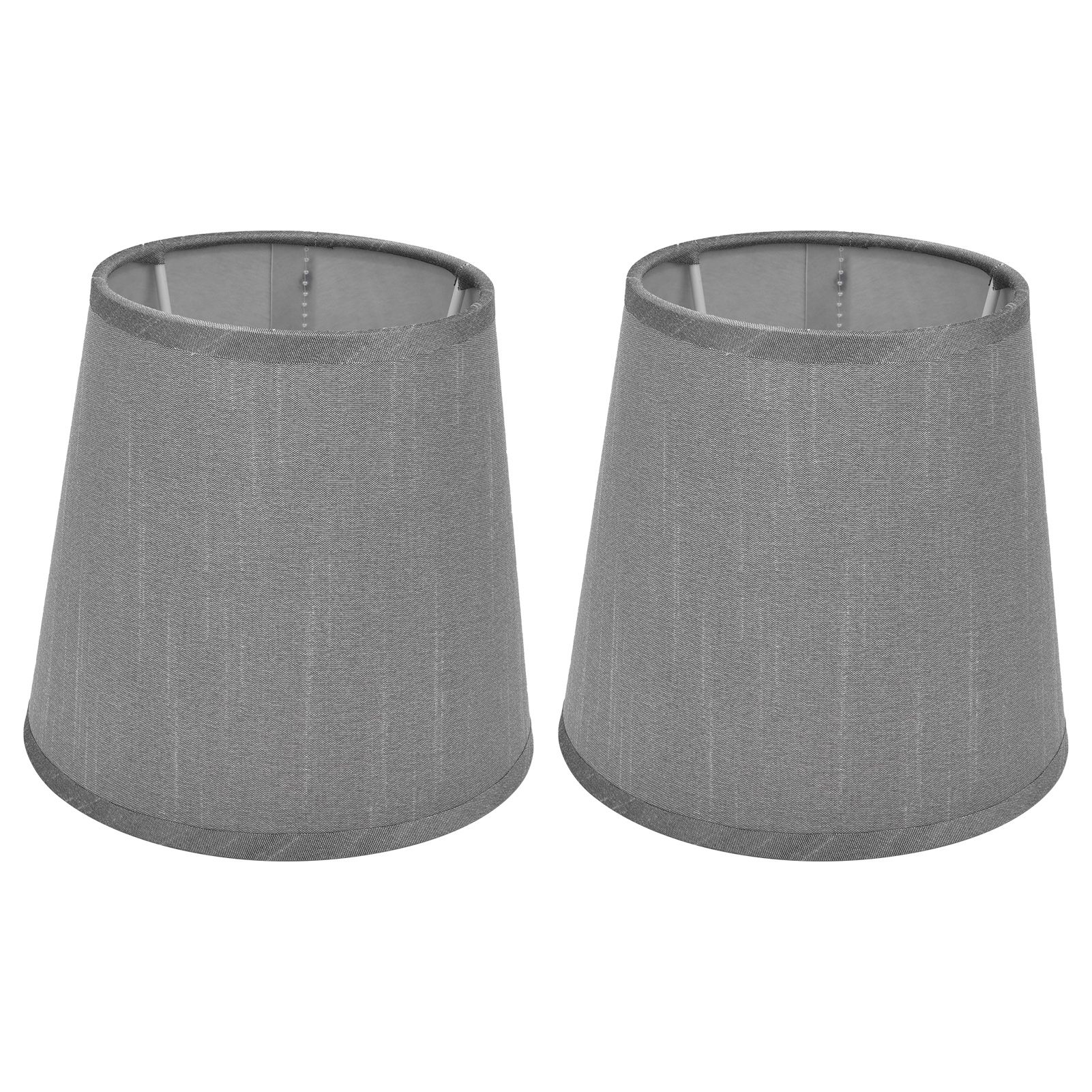 2Pcs Indoor Lamp Shade European Style Fabric Lampshade for E14 Chandelier Table Lamp Floor LampPX150 Silver Gray - Image 2