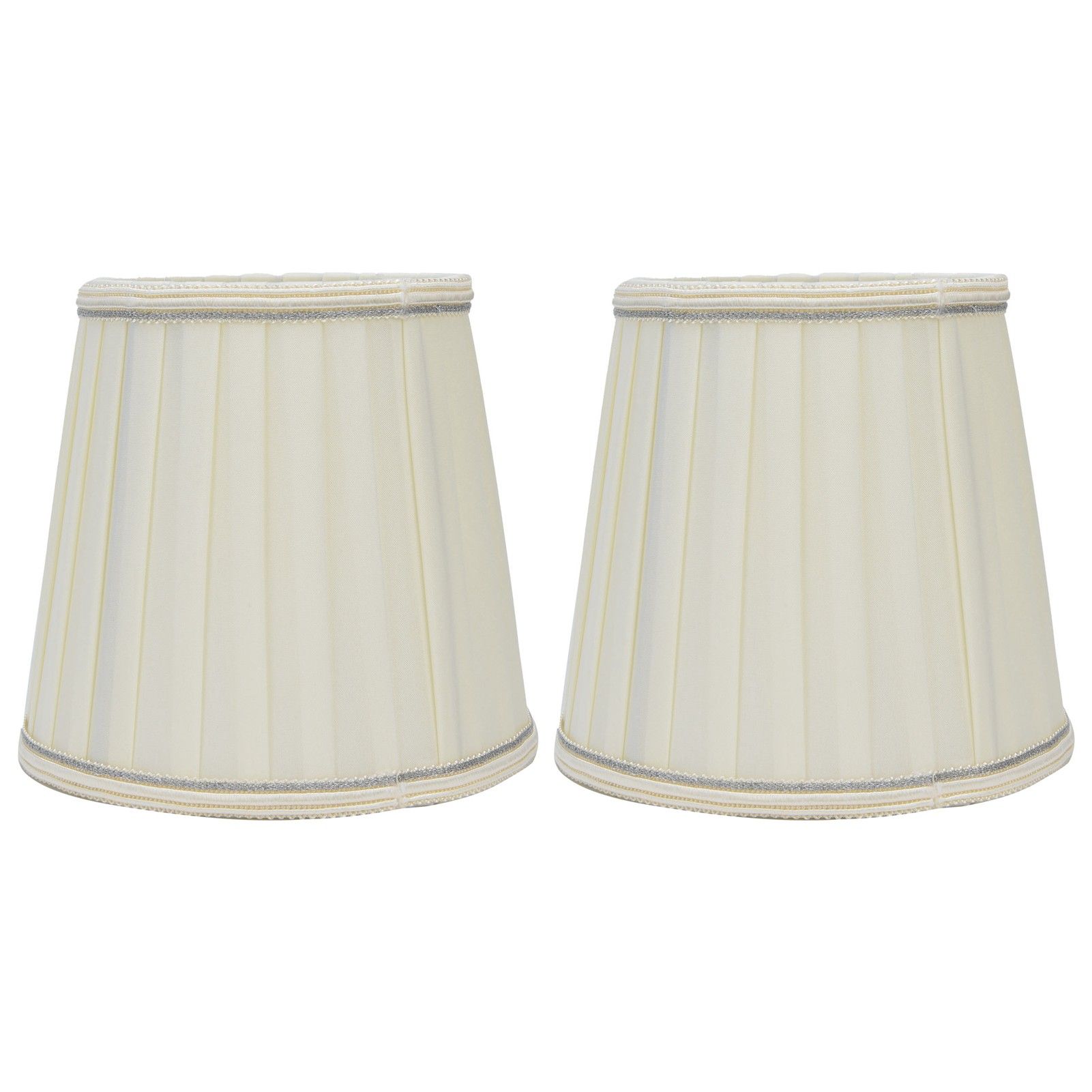 Fabric Lampshade Beige Silver Edge Craft European Style Simple Lamp Shade for E14 Screw Candlestick Lamp - Image 1