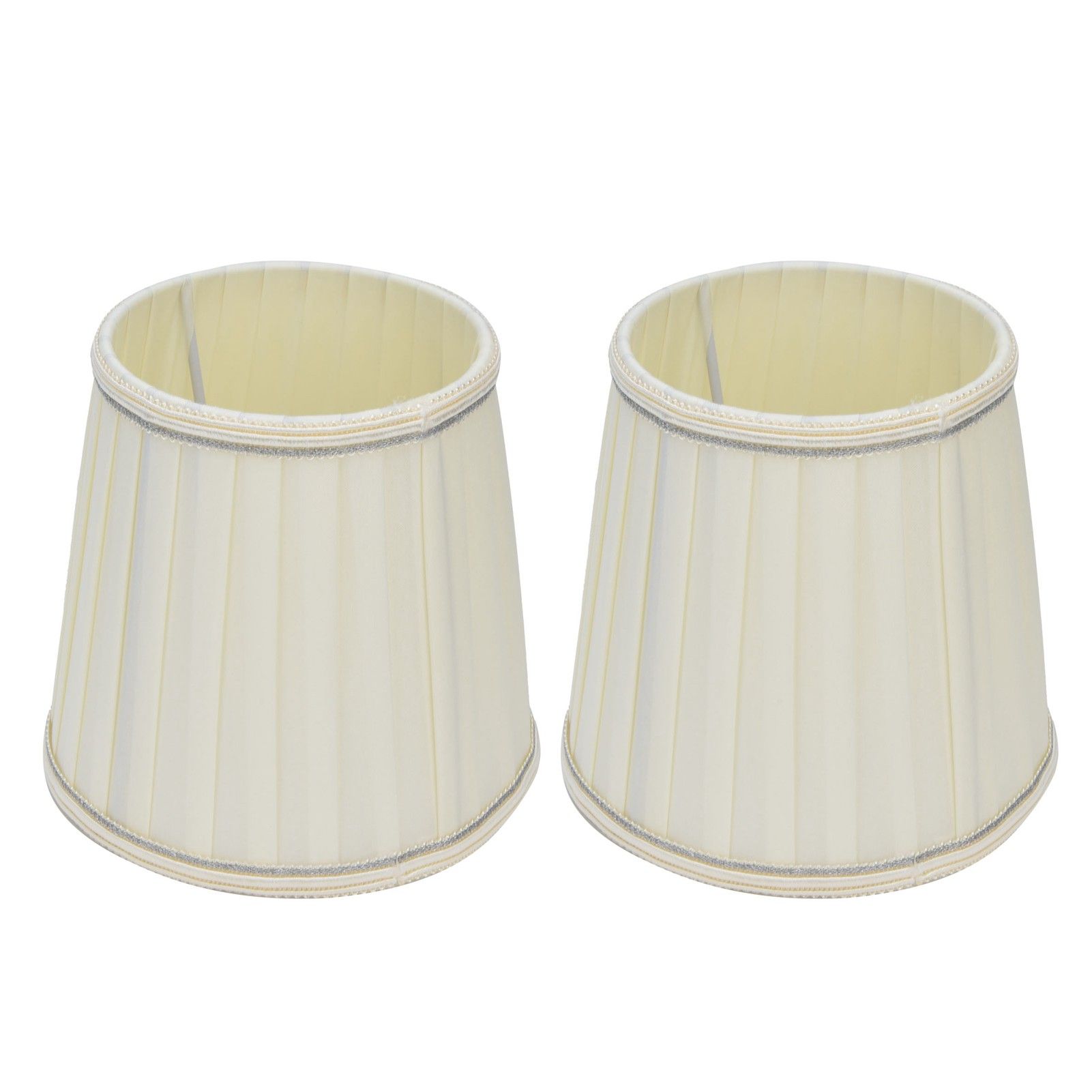 Fabric Lampshade Beige Silver Edge Craft European Style Simple Lamp Shade for E14 Screw Candlestick Lamp - Image 2