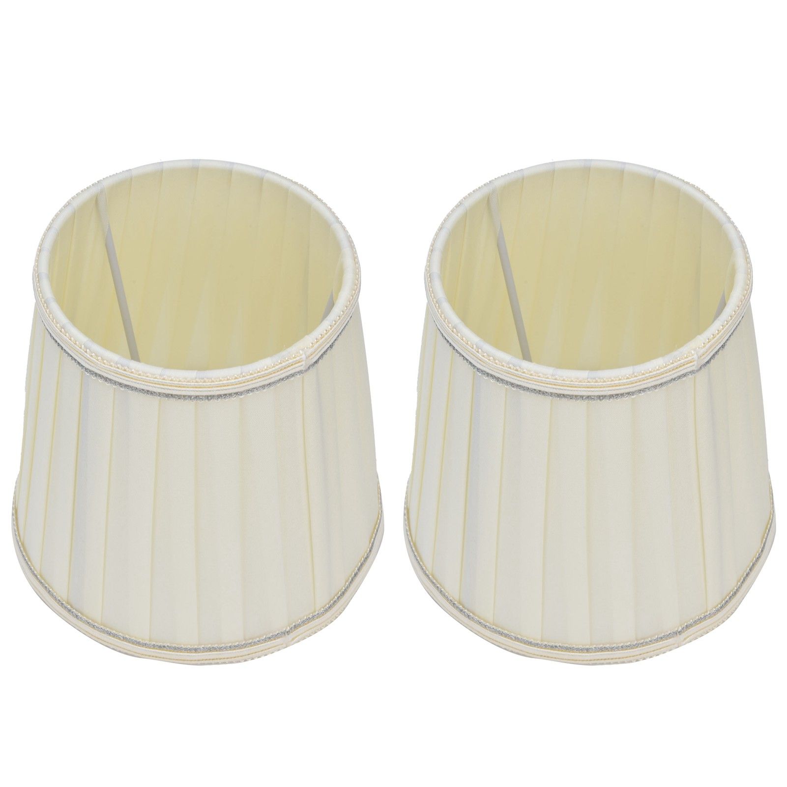 Fabric Lampshade Beige Silver Edge Craft European Style Simple Lamp Shade for E14 Screw Candlestick Lamp - Image 3